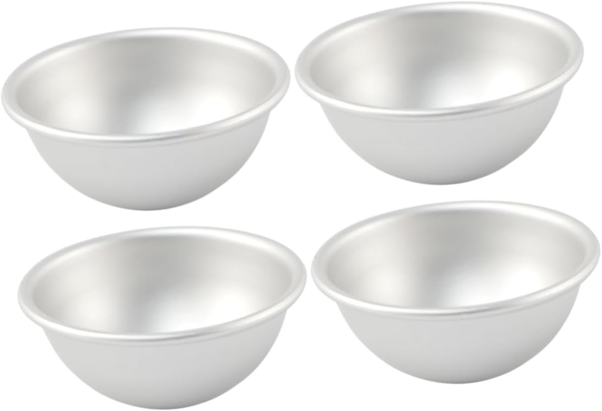 KONTONTY 4Pcs Aluminum Bath Bomb Molds DIY Cake Pans Hemisphere Pans Ball Molds Non-Stick Light Easy to Use for Small to Large Bath Bombs Food Crafting image number 2