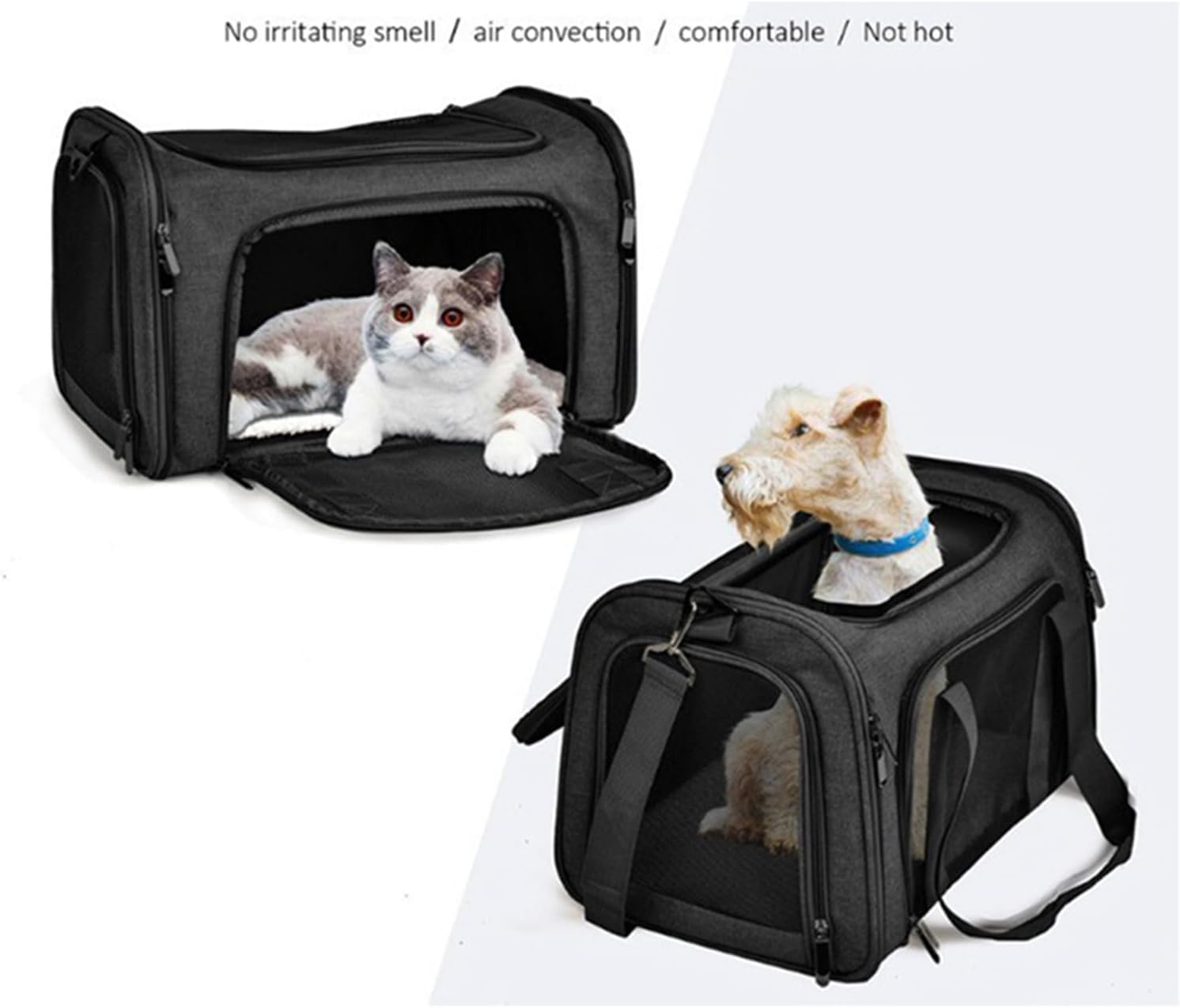 Large Cat Carriers Dog Carrier Pet Carrier for Medium Large Cats Dogs up To, Large Dog Carrier Soft Sided, Collapsible Travel Puppy Carrier (Large, Black) image number 4