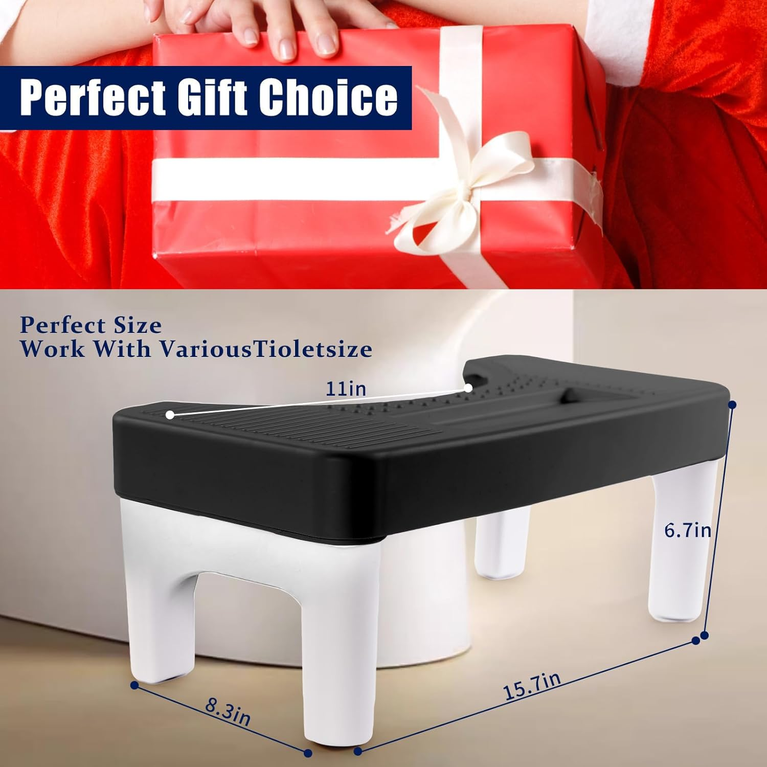 6.7 Inch Toilet Stool Squat Adult,Heavy Duty Non-Slip Potty Squatty Stool,Toilet Step Stool for Adults/Seniors/Kids image number 4