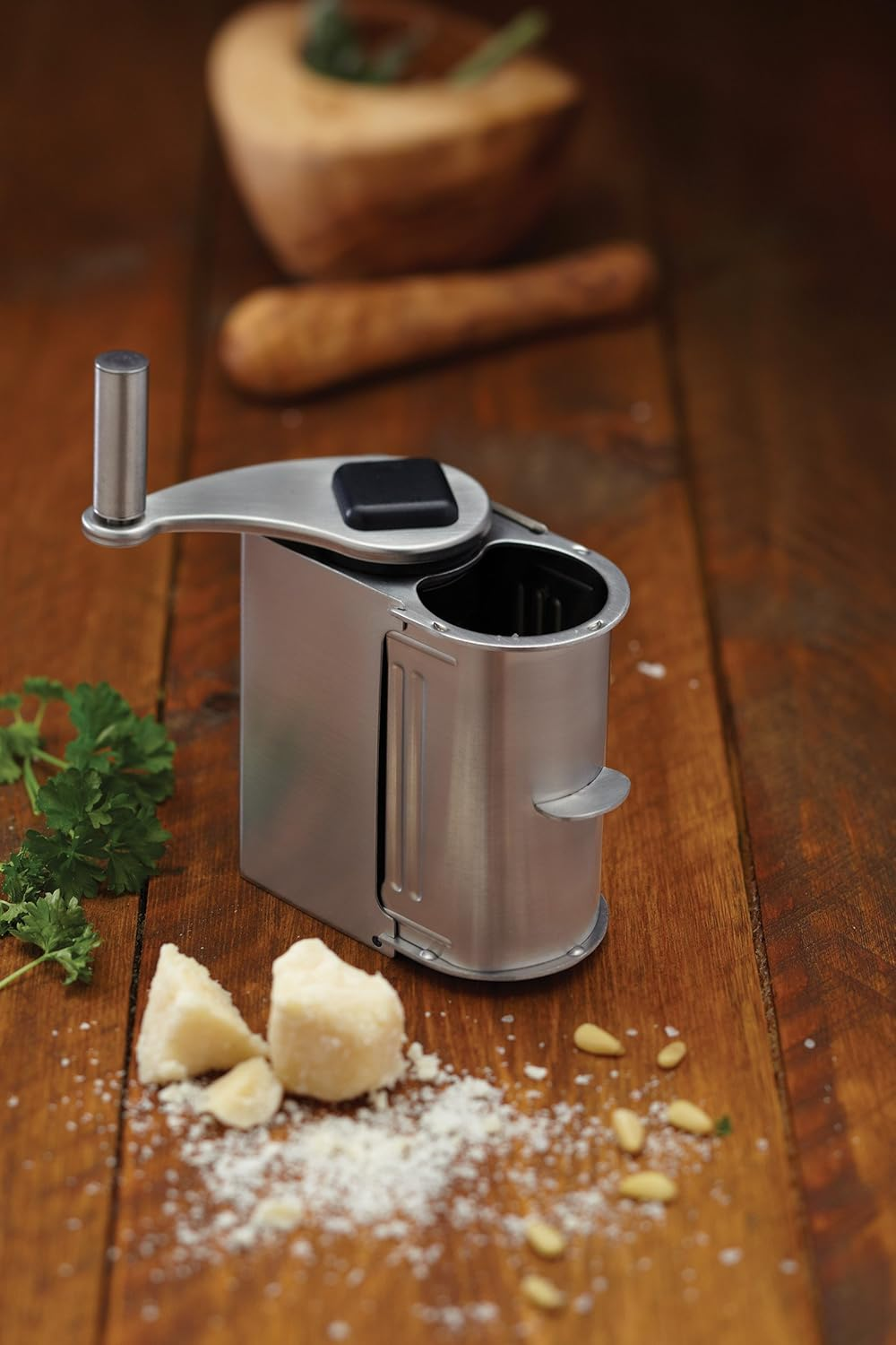 Kitchencraft World of Flavours Rotary Action Parmesan Cheese Grater, Stainless Steel image number 5