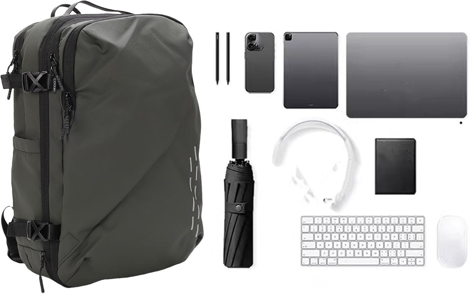 Backpack Vacuum Compression for Travel Business, 25L to 60L Expandable Large Capacity Water Proof Shoulder Bag, Wet and Dry Separation Versatile Vacuum Backpack - Green image number 6