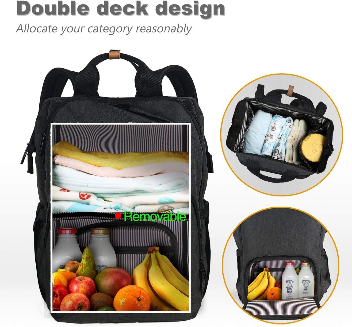 Hap Tim Baby Diaper Bag Backpack Large Capacity Double Compartment with Stroller Straps,Waterproof Nappy Bag Backpack for Newborn Mother/Father(Au7340-Dg)