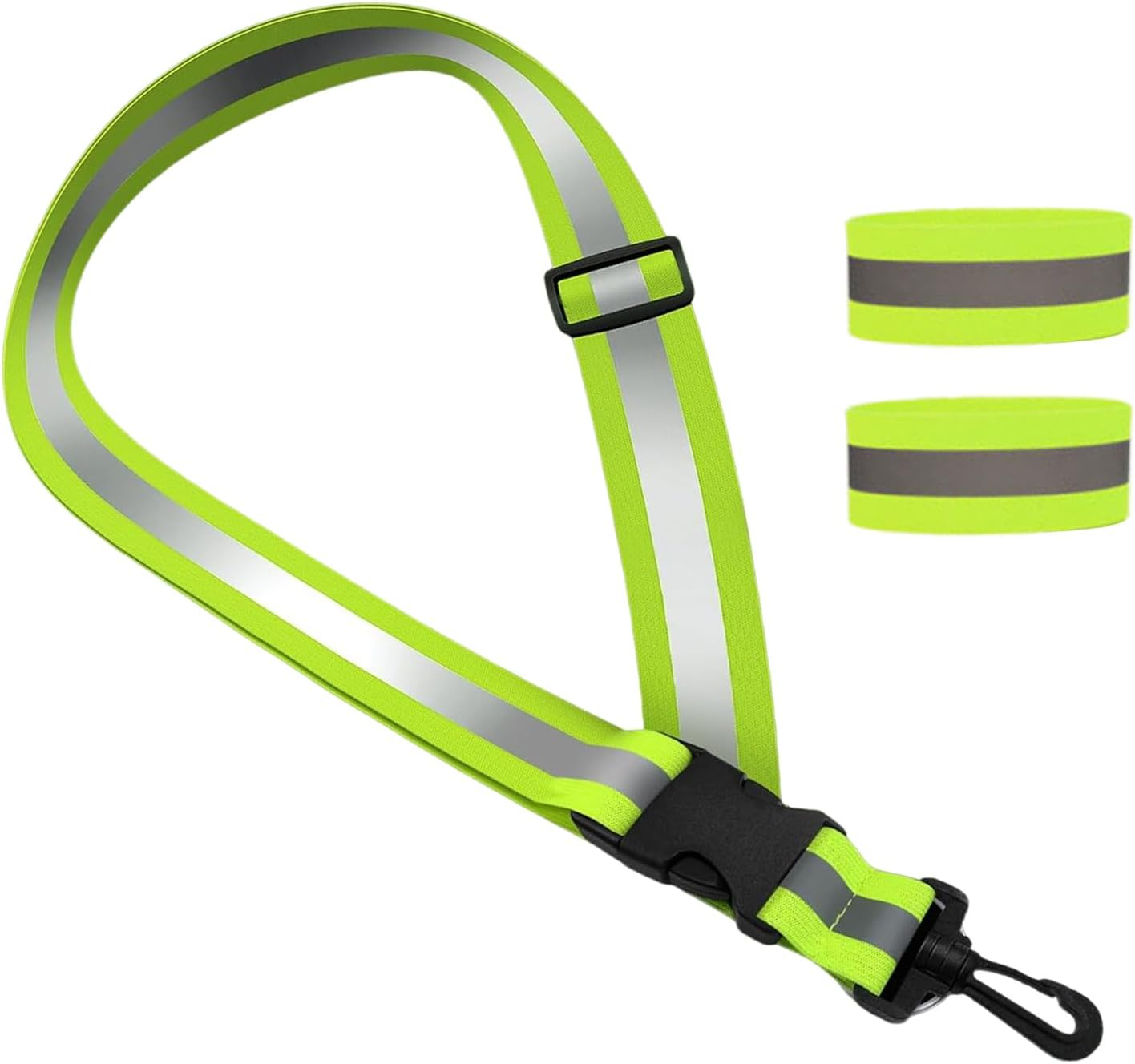 Reflective Running Gear - High Visibility Safety Reflective Sash with Quick Release Buckle for Outdoor Running Cycling Hiking Walking(Green) image number 2