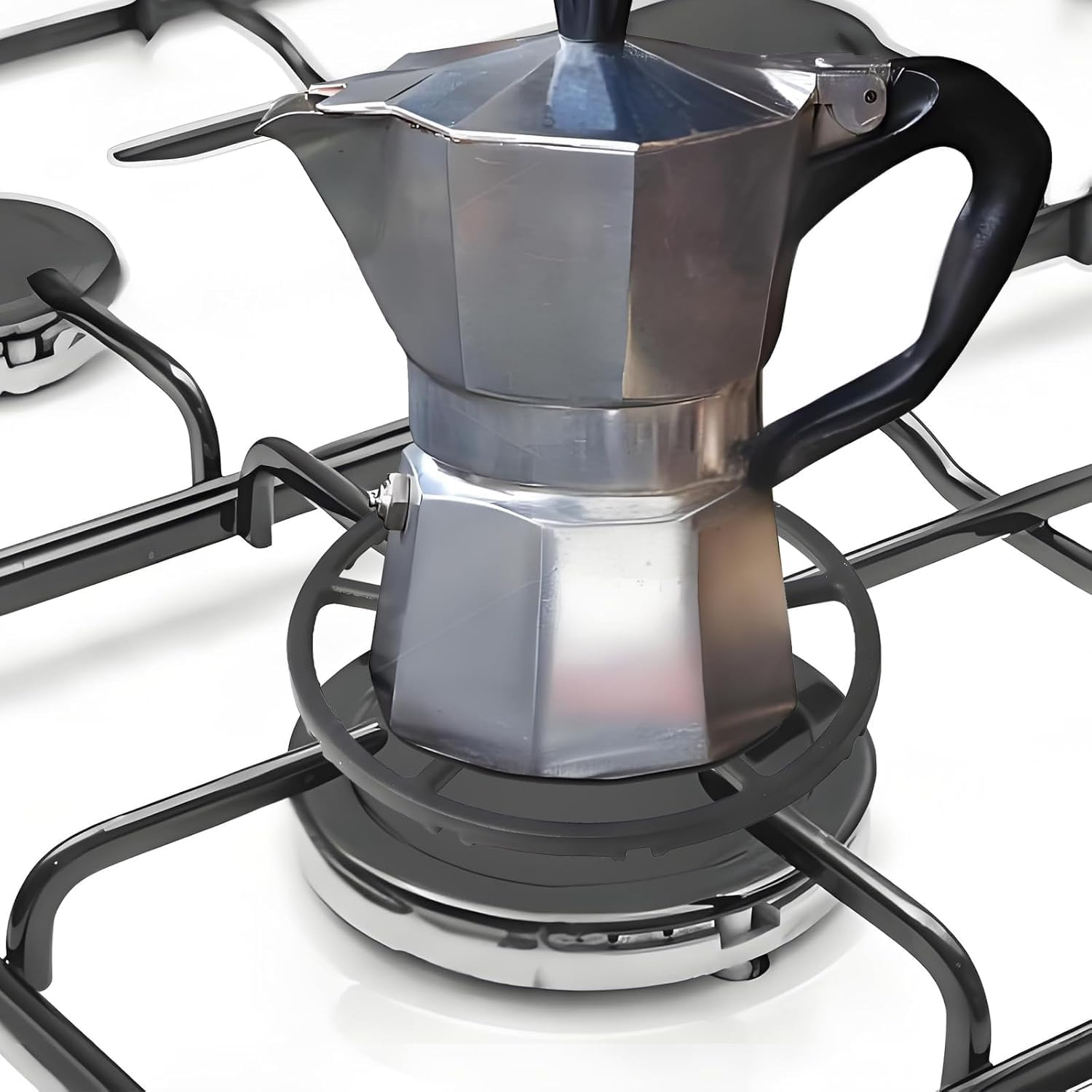 Gas Ring Reducer(New Upgrade), Non Slip Iron Gas Stove Cooker Ring Reducer for Gas Stovetop Espresso Maker, Coffee Moka Pot(Pentacyclic Type) image number 5