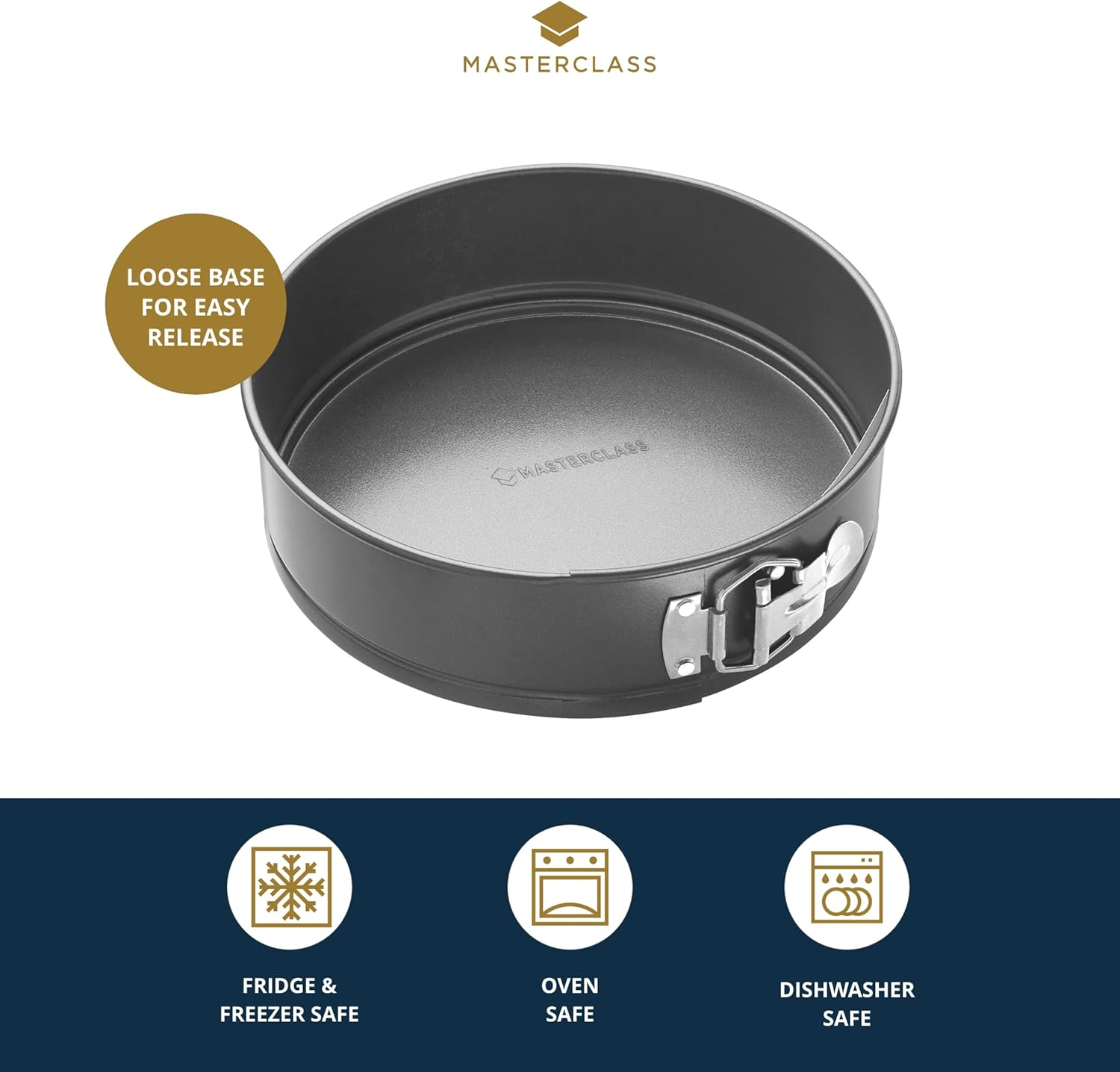Masterclass KCMCHB45 30 Cm Springform Cake Tin with Loose Base and PFOA Non Stick, Robust 1 Mm Carbon Steel, 12 Inch Extra Large round Pan, Grey - 20 Cm image number 2