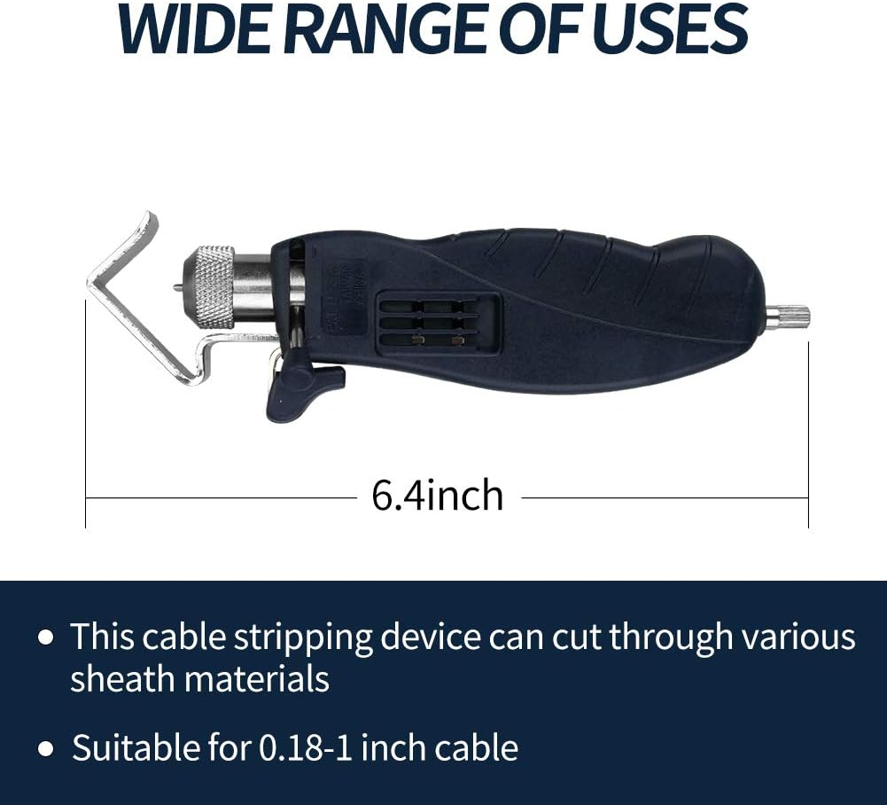 Stedi round Cable Stripper, with Adjustable Cutting Depth, for Fast and Precise Jacket Removal Cable Stripper, round Cable Slitter with Smooth Incision and No Damage to the Core, 0.18-1'' image number 5