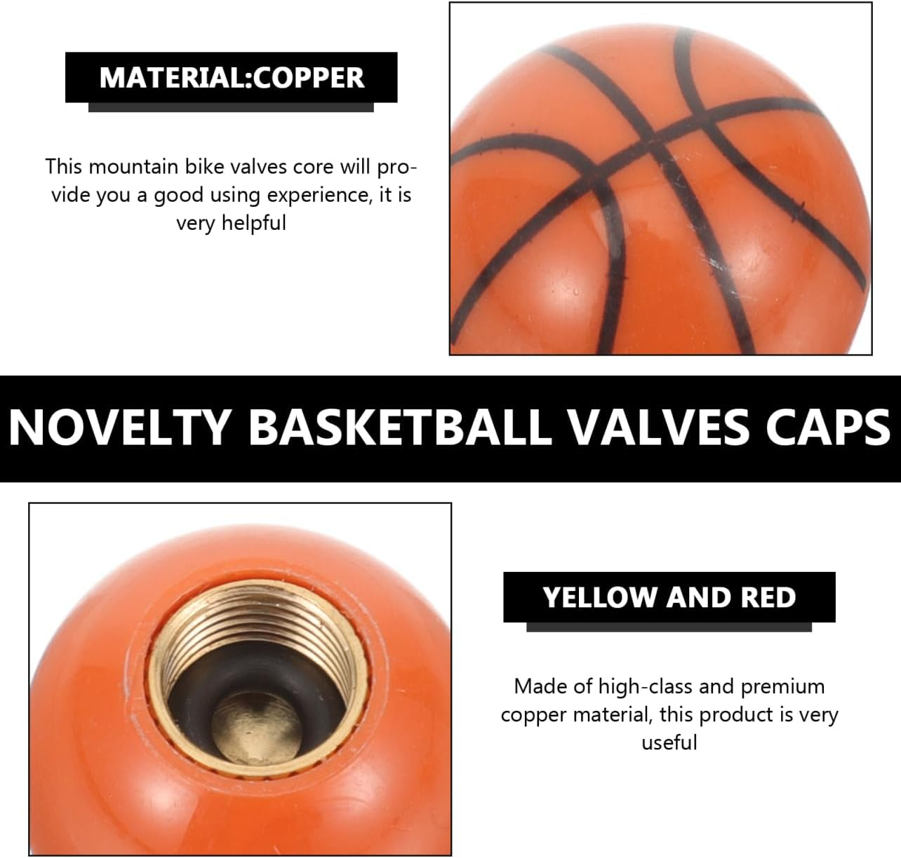 Milisten 5 Pieces Basketball Valve Caps for Tyres Robust Wear-Resistant Valve Stem Caps for Cars and Bicycles for Mountain Bikes image number 5