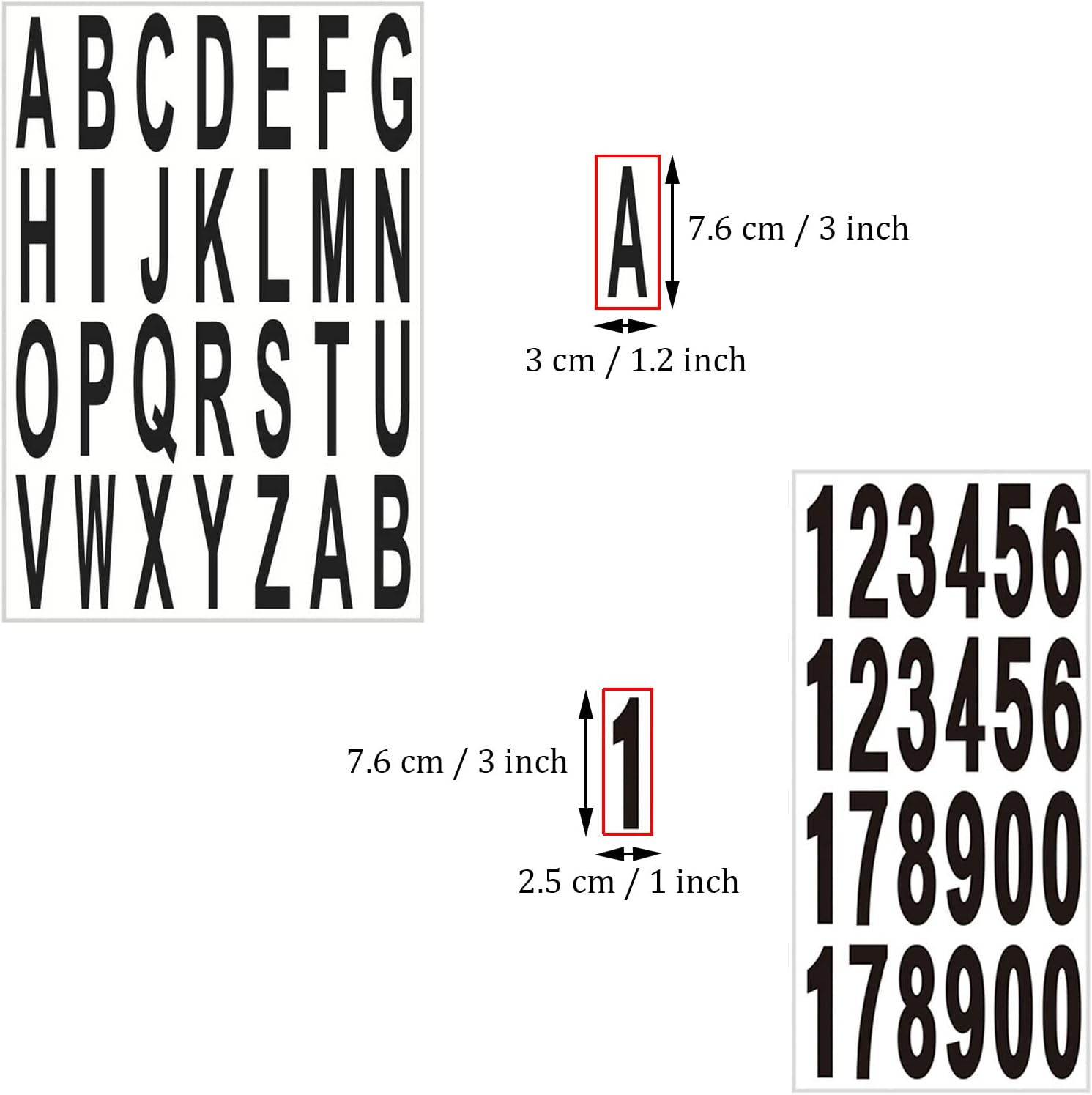 10 Sheet 3 Inch Mailbox Numbers and Letters Cut Classic Style Self-Adhesive Vinyl Waterproof Stickers Letter Decals Sticky for outside Signs, Window, Door, Car, Truck, Home, House Address (Black) - Red image number 2