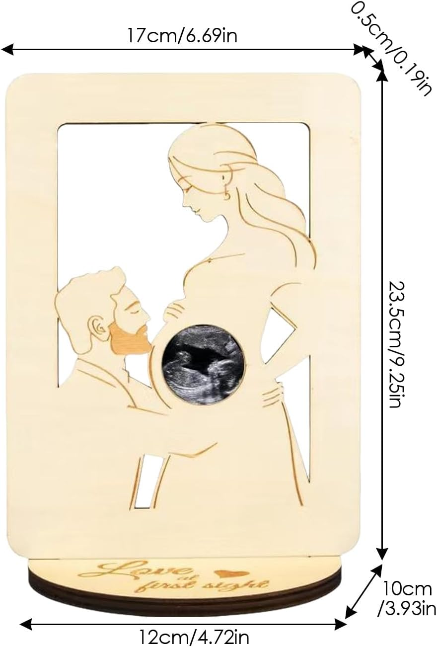 Pregnancy Announcement Frame - Pregnancy Keepsake Frame | Heart-Shaped Sonogram Display with Weeks Countdown, Wooden Ultrasound Picture Frame for Gender Reveal Party and Baby Announcements image number 4