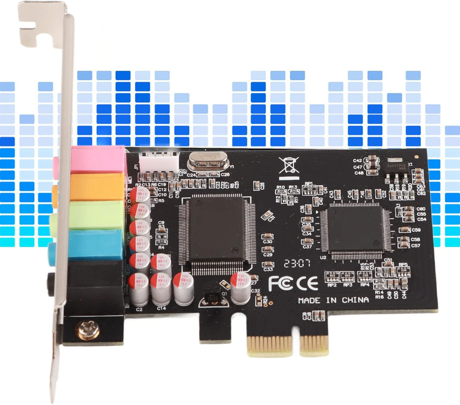 Pcie Sound Card,6 Channels Stereo Desktop Audio Signal Conversion Hardware,Cmi8738 Chip 32/64 Bit Sound Card PCI Express Adapter image number 2
