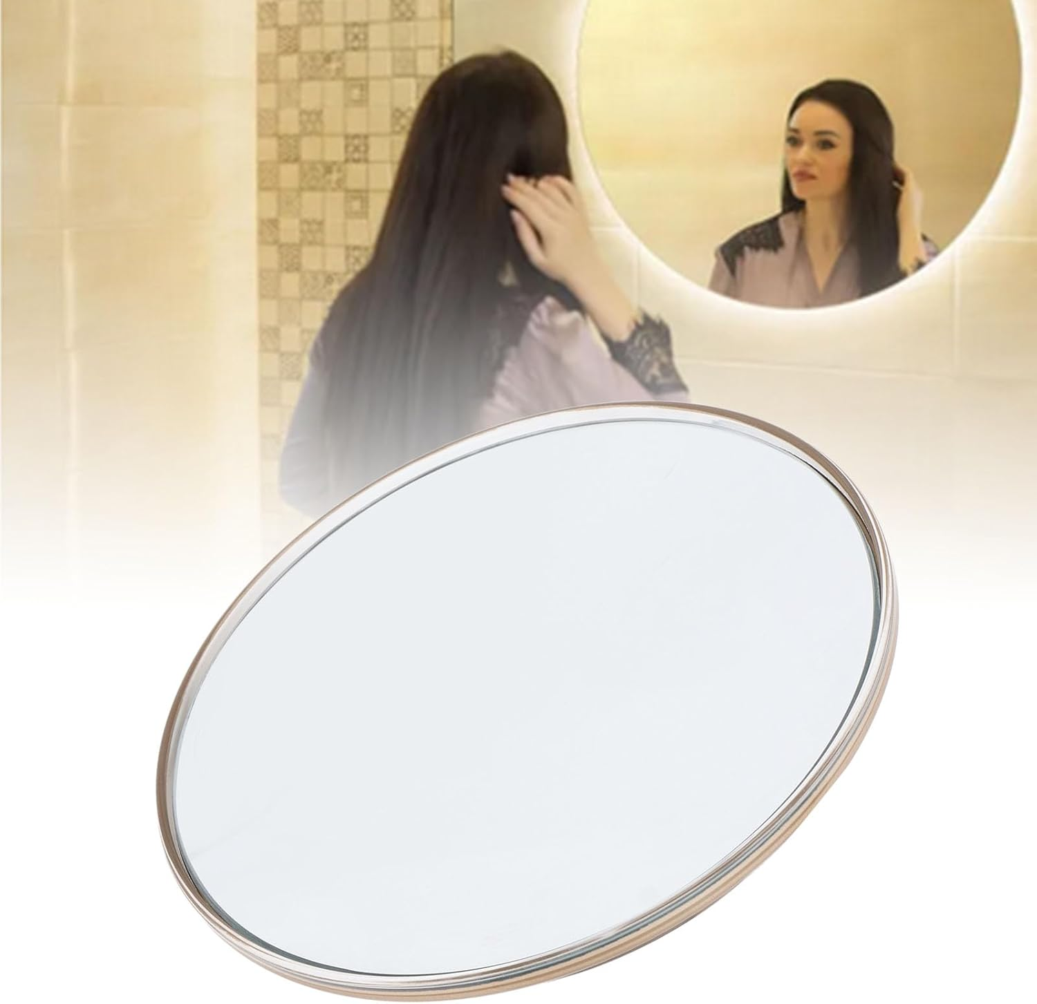30X Magnifying Mirror, 6 Inch Signal Sided Magnifying Makeup Mirror with 3 Suction Cups, Portable Wall Mounted round Travel Bathroom Mirror, Suction Vanity Mirror (Gold) image number 2