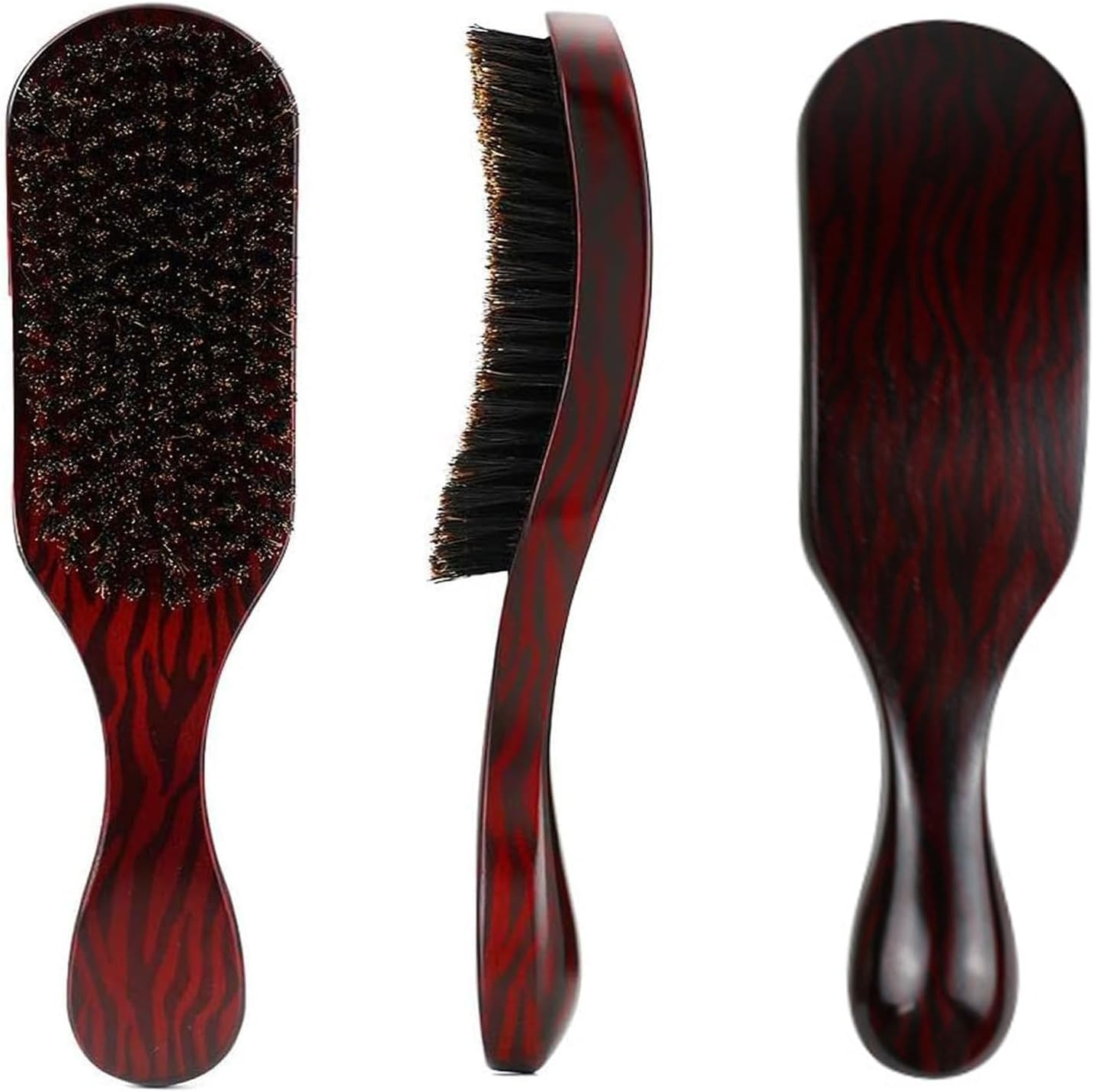 Bristle Brush,Natural Beech Wood Reinforced Bristles Comb,Beard Styling Stiff Bristles Hairbrush,Massage Brush Fit All Hairstyling Tool for Men Women image number 4