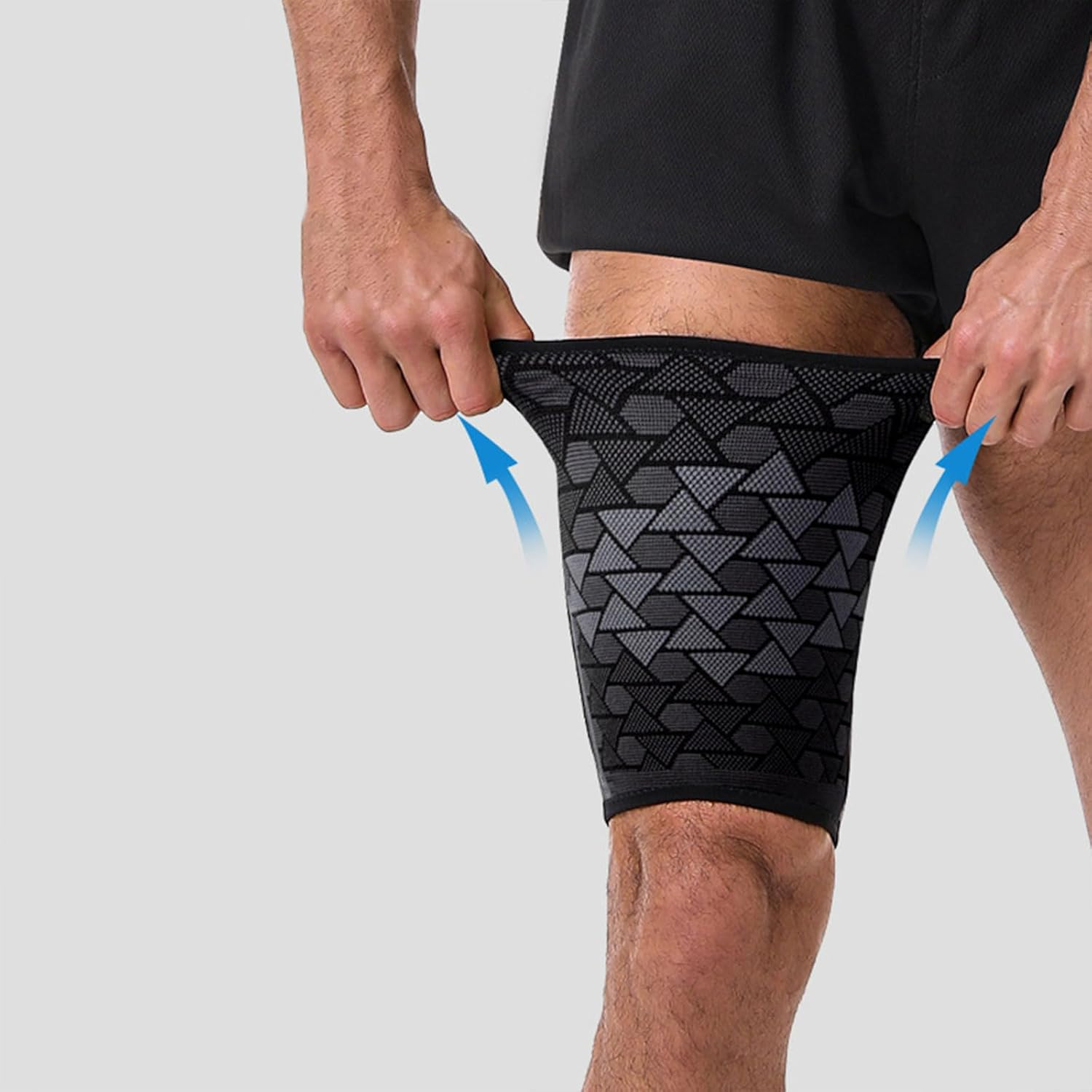 Thigh Compression Sleeve (1 Pair), Adjustable Hamstring Compression Sleeve for Men and Women Large Size for Running Gym Workout image number 3