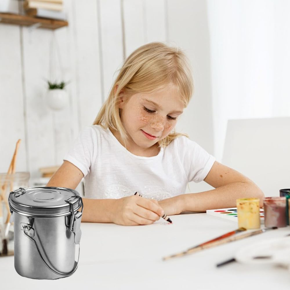 Stainless Steel Paintbrush Washer with Lid & Filter Screen, Brush Washing Bucket with Handle, Painting Brush Washing Barrel Cup Pot image number 5