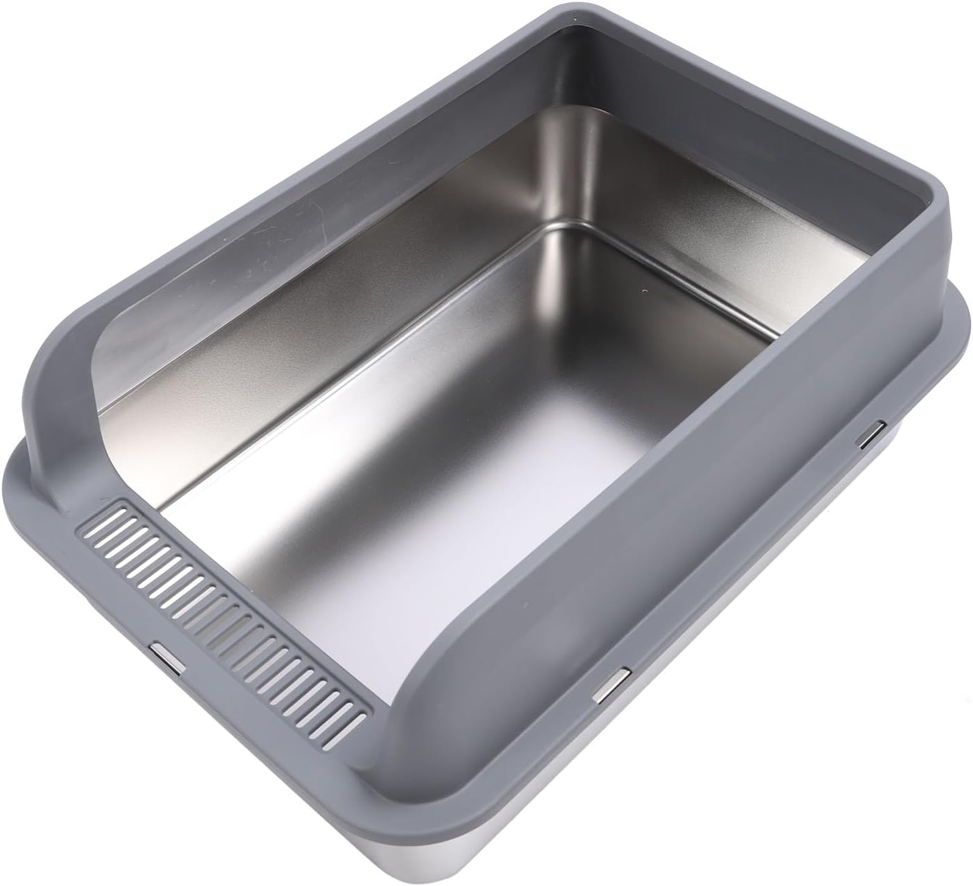 Stainless Steel Cat Litter Box, Semi Enclosed High Sided Large Kitty Litter Box anti Urine Leakage Easy Cleaning Non Sticky Covered Litter Box with Lids and Scoop for Big (Large)