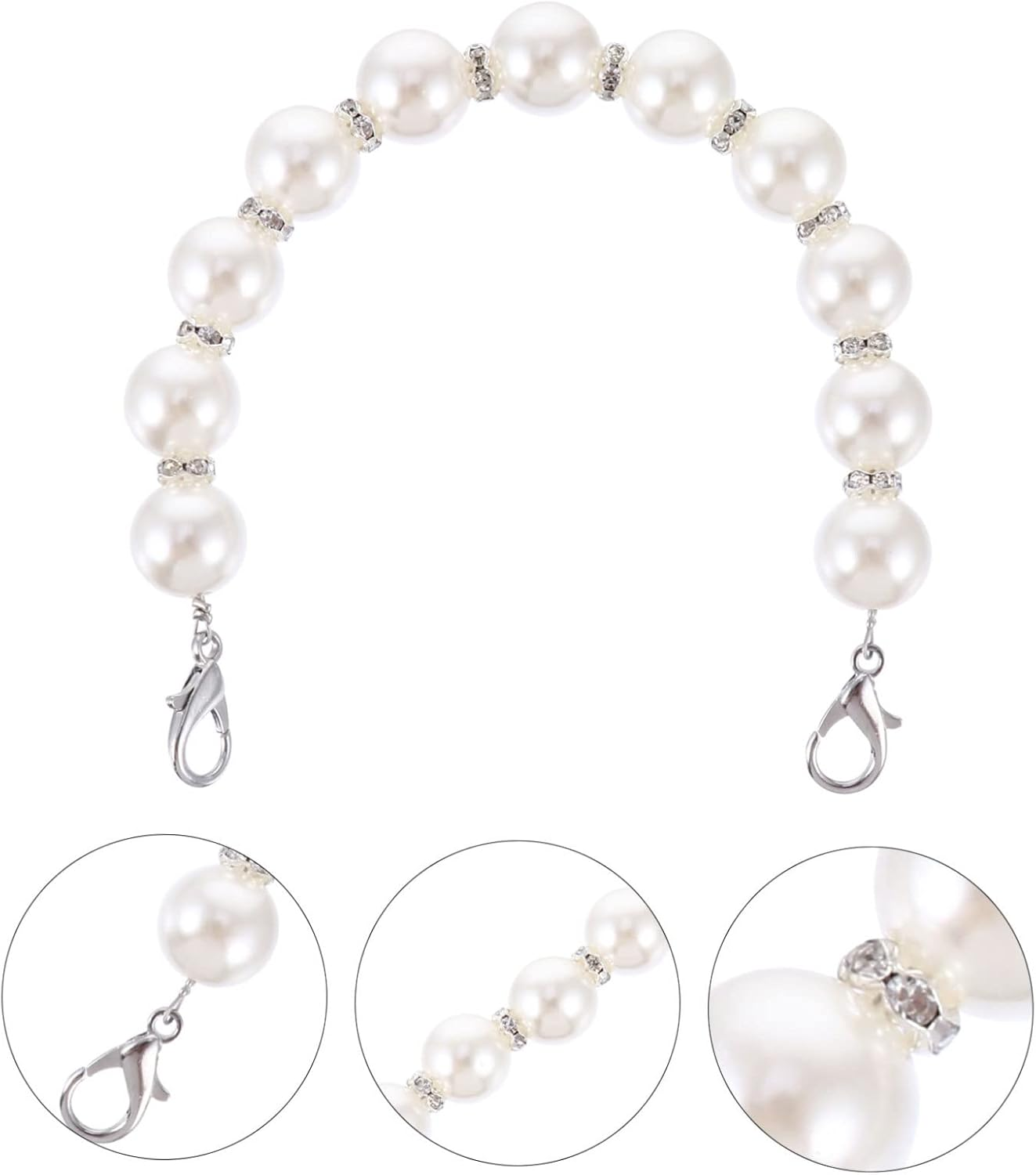 HAPINARY Fashionable Metal Pearl Chain Bag Strap Luggage Strap DIY Purse Chain Replacement for Old Broken image number 2