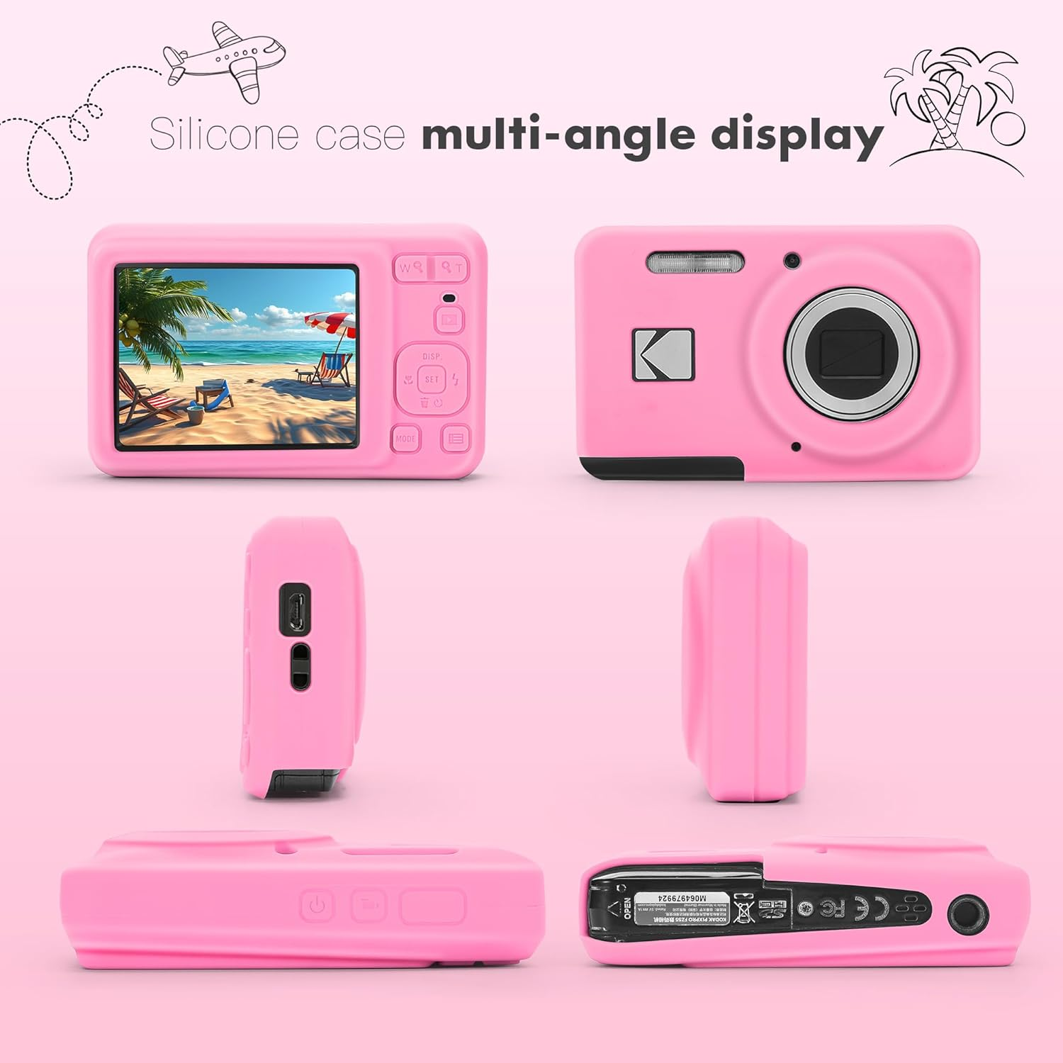 EUGOOCX Silicone Camera Case Compatible with Kodak PIXPRO FZ55, Soft Silicone Cover Anti-Scratch Digital Camera Protective Sleeve (Pink)