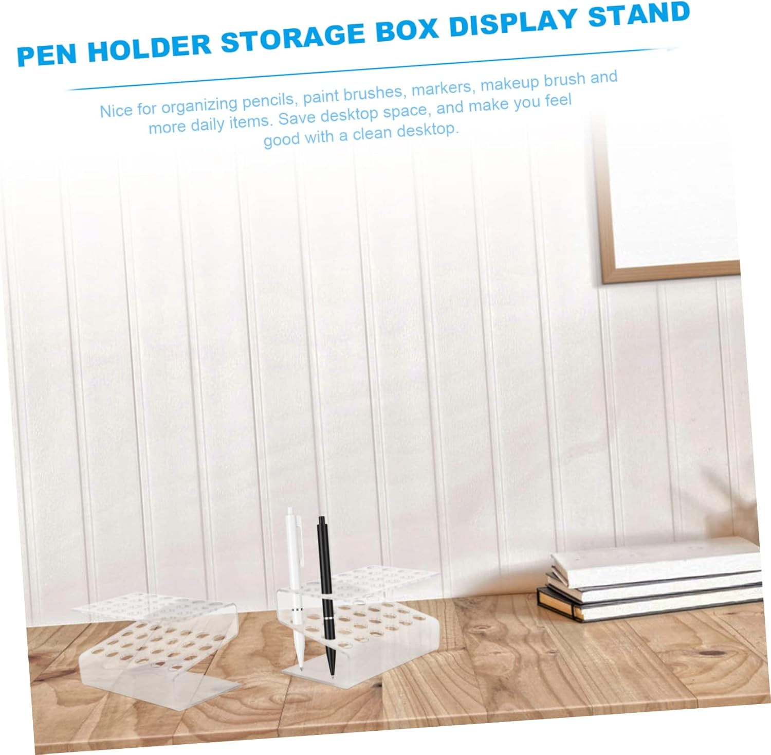 HOMOBABE Clear Acrylic Pen Storage Holder with Desk Stand Organizer for Pencil Display Stylish Multipurpose Pen Cup for Home Office and School Accessories image number 6