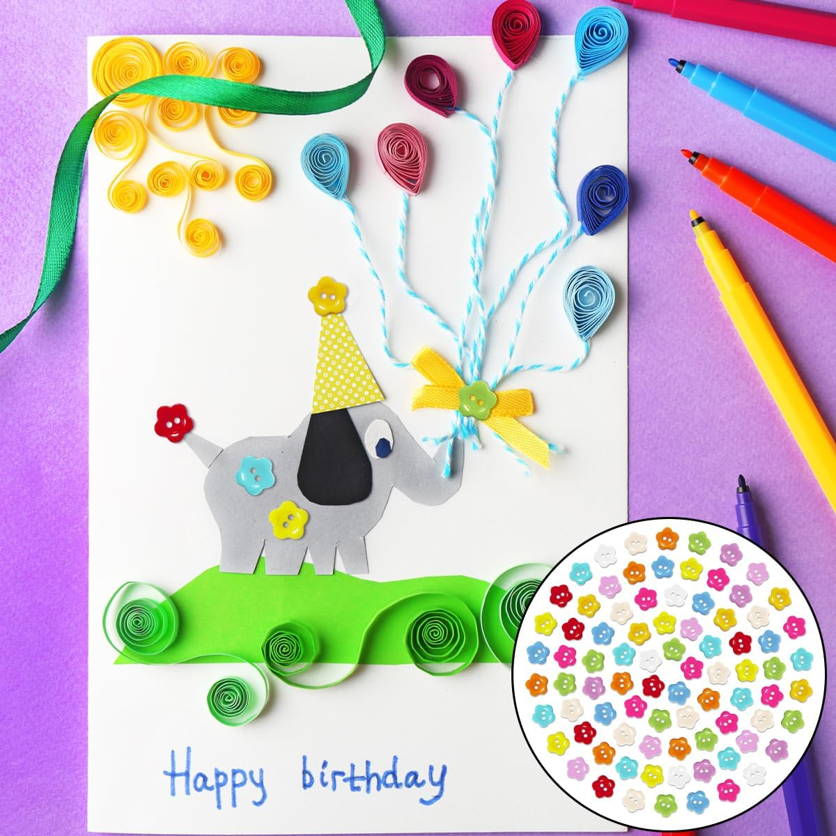 BEZANU Resin Buttons, 100 PCS Colorful Flower Shape Craft Buttons for Craft Project, Clothes Sewing (About 15Mm/0.59In) image number 3