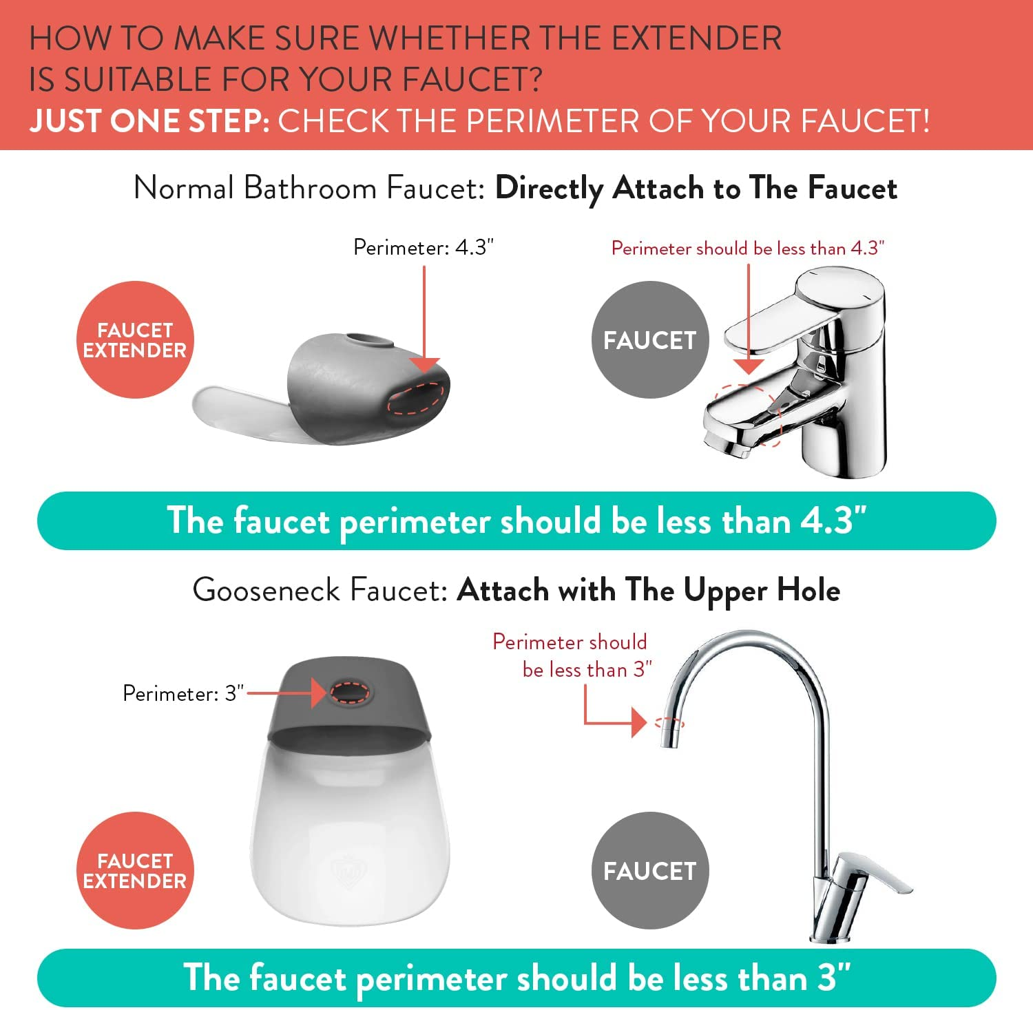 Prince Lionheart Faucet Extender, 2 Counts, Blue/Grey image number 1