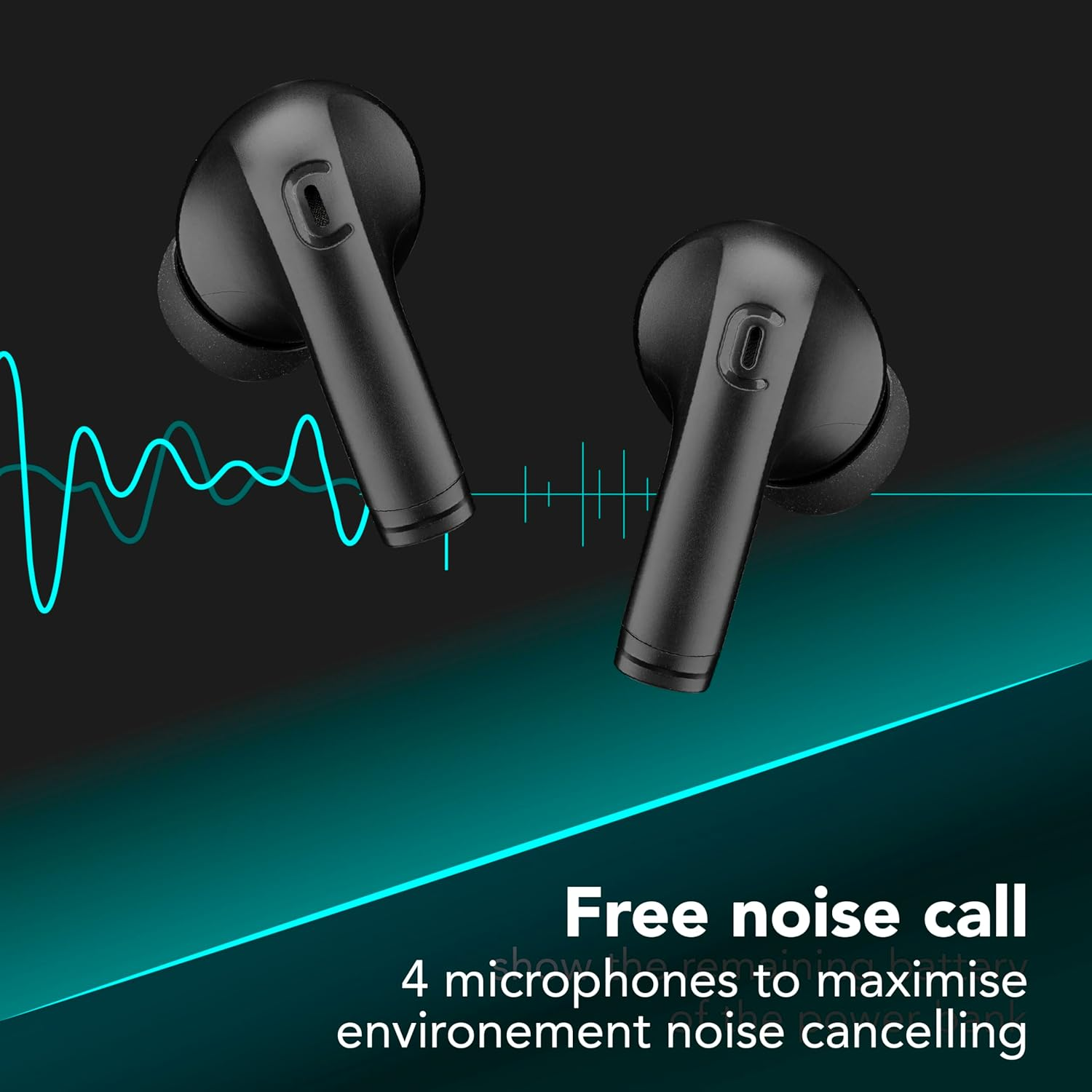 Cellularline Key PRO In-Ear Headphones with ENC, 4 Microphones, LED Display, Multipoint Technology, 30 Hours Playtime, Auto Pairing and Touch Control, Black image number 4