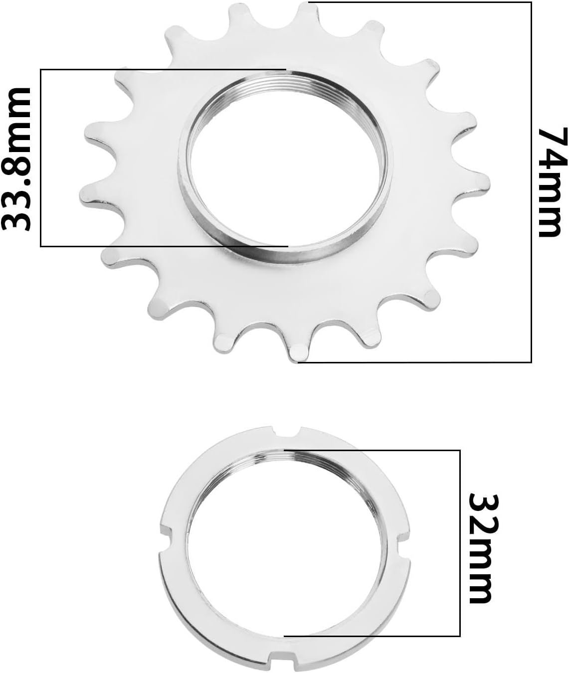 Ecsing Bike Sprocket Fixed Single Speed Cog Thread Ribg High Strength Steel Bicycle Flywheel Sprockets Parts for Fixed Gear Bike with Lock Ring image number 5