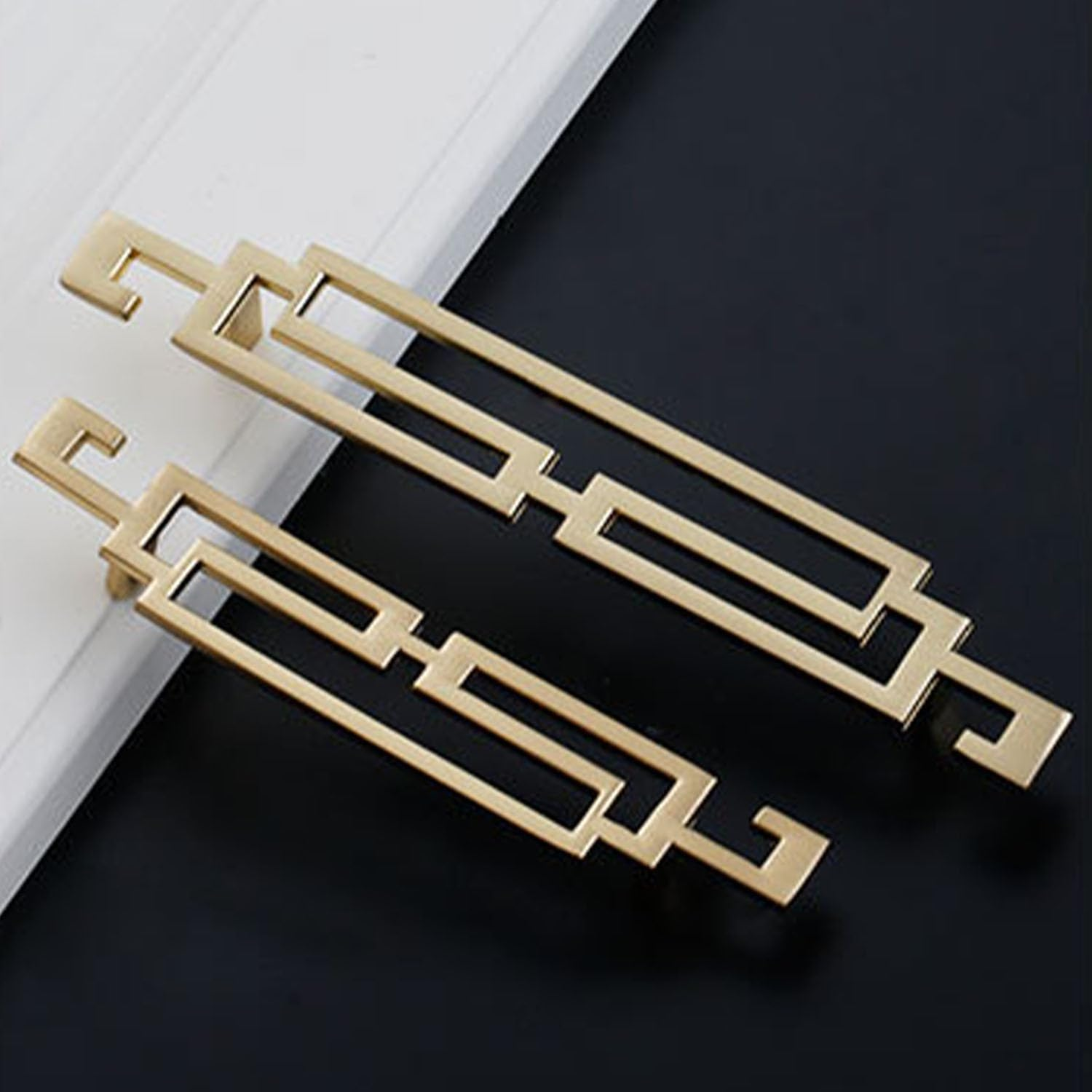 4Pack Art Deco Drawer Pulls Chinese Hollow Gold Handle Zinc Alloy Cabinet Handles Gold Cabinet Hardware (Hole Spacing: 96Mm) image number 2