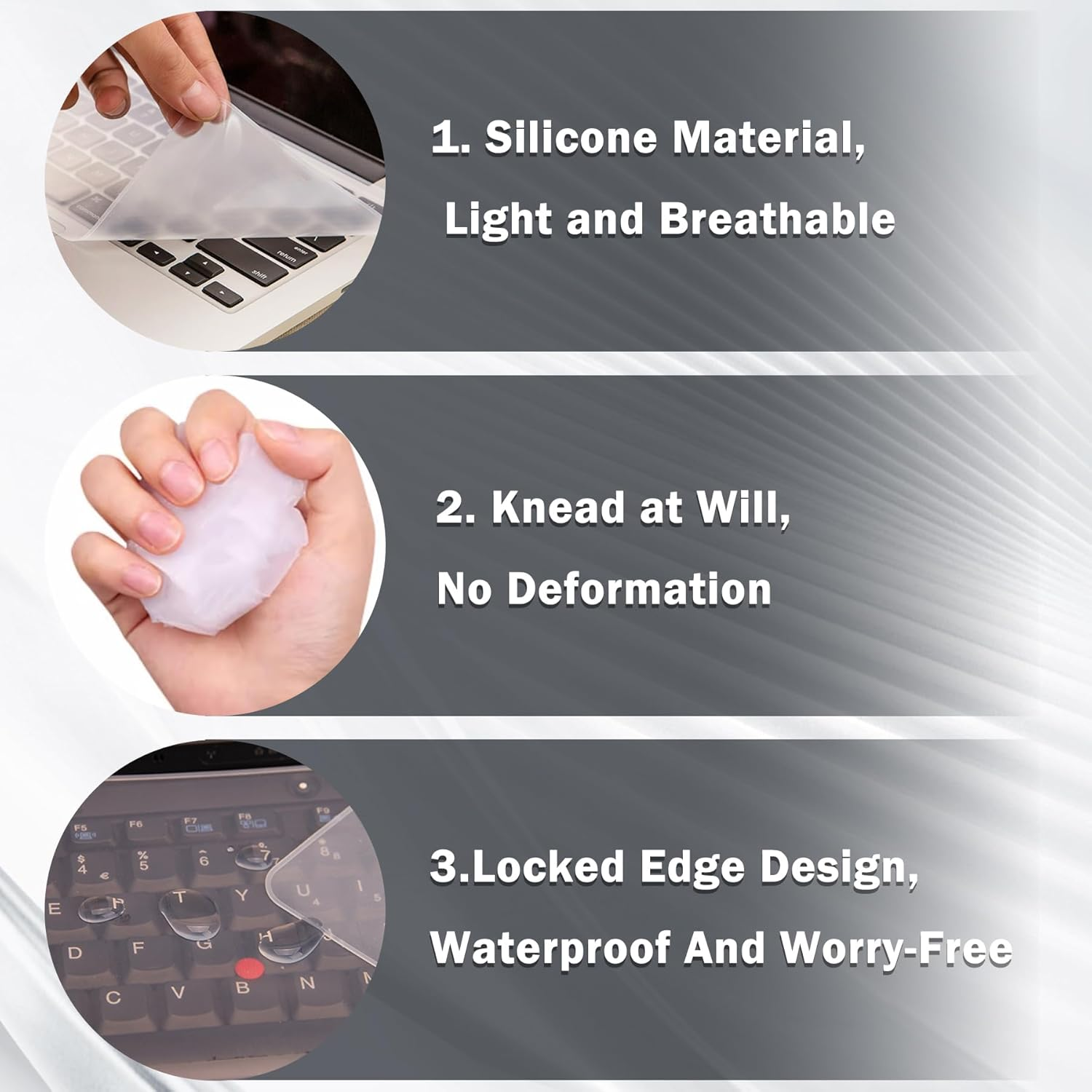 EKIND 2 Sheets Universal Waterproof and Dustproof Keyboard Cover for 15-17 Inch Laptops, with Keypad Keyboard Cover Size (L:14.17" X W:5.08"), Ultra Thin Silicone Skin Protector (Transparent)