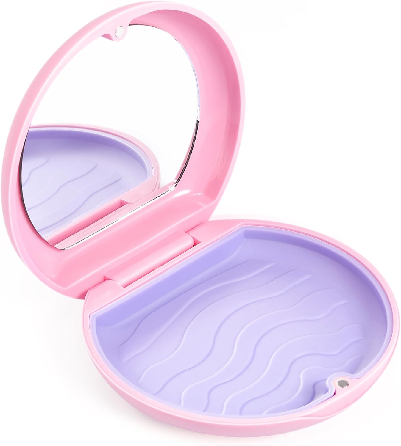 Annhua Retainer Case with Mirror - Slim Magnetic Mouthguard Case with Silicone Textured Liner for Braces and Aligners, Travel Dental Box - Pink