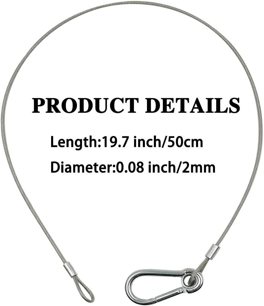 Stage Lighting Safety Cables,Yucool 6Pcs 20Inch/50Cm Stainless Steel Stage Light Safety Cables Stainless Steel Safety Rope for DJ Stage Lighting Par Light Moving Head Light