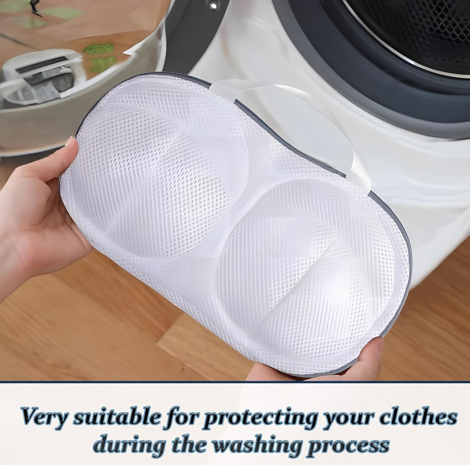 2-Pack Delicate Bra Washing Machine Bag, Bra Wash Bag Protects Lingerie in Bra Laundry Bags for Washing Machine, Prevents Stretching & Damage, 32Cm X 20Cm Light Grey Set image number 5