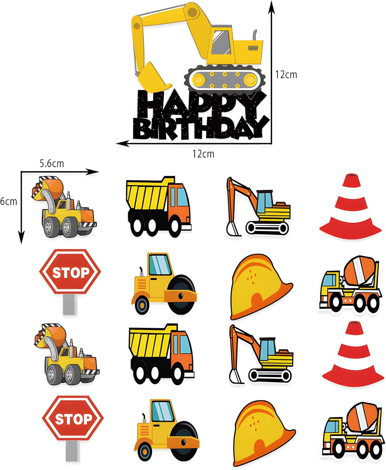 Birthday Party Decorations for Kids Construction Birthday Party Supplies Truck Car Themed Happy Birthday Banner Balloon Cake Topper for Toddler Boy Birthday Decorations Excavator Birthday Decoration image number 2
