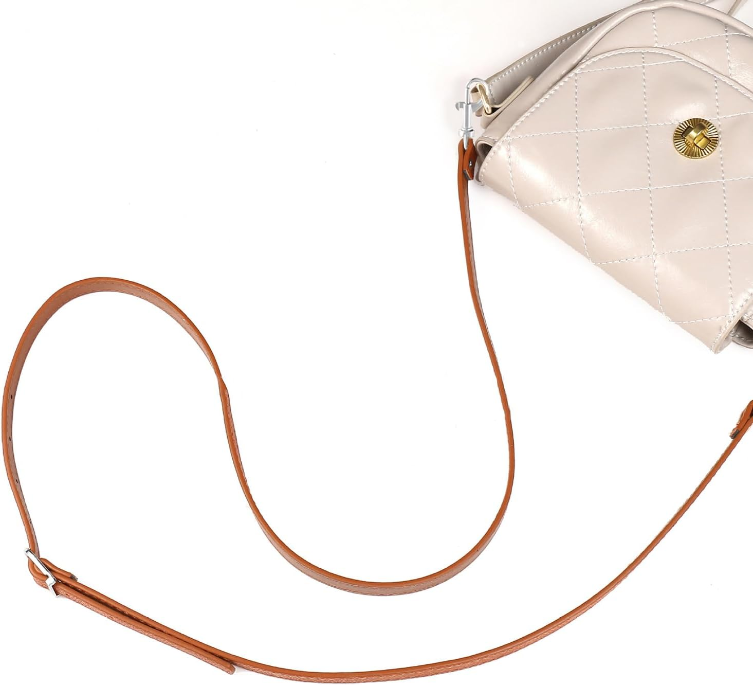 Leather Straps Replacement for Handbags,Purse Strap, Purse Straps Crossbody Replacement Adjustable, Brown with Silver Buckle - Brown With Gold Buckle image number 4