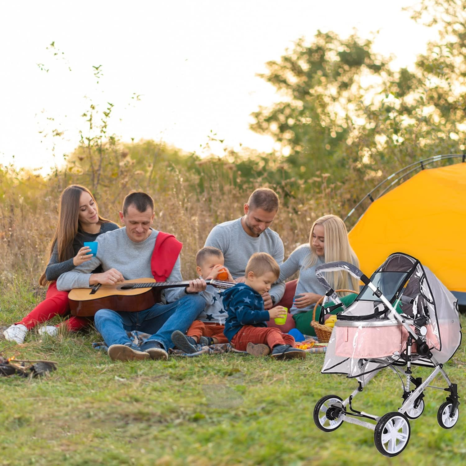 Stroller Rain Cover, Universal Stroller Accessory Waterproof Rainproof Windproof Baby Travel Weather Shield Thick & Durable Air Vents Prevent Rain Snow Dust Sun Toddler Stroller Clear Visibility Outdoor image number 6