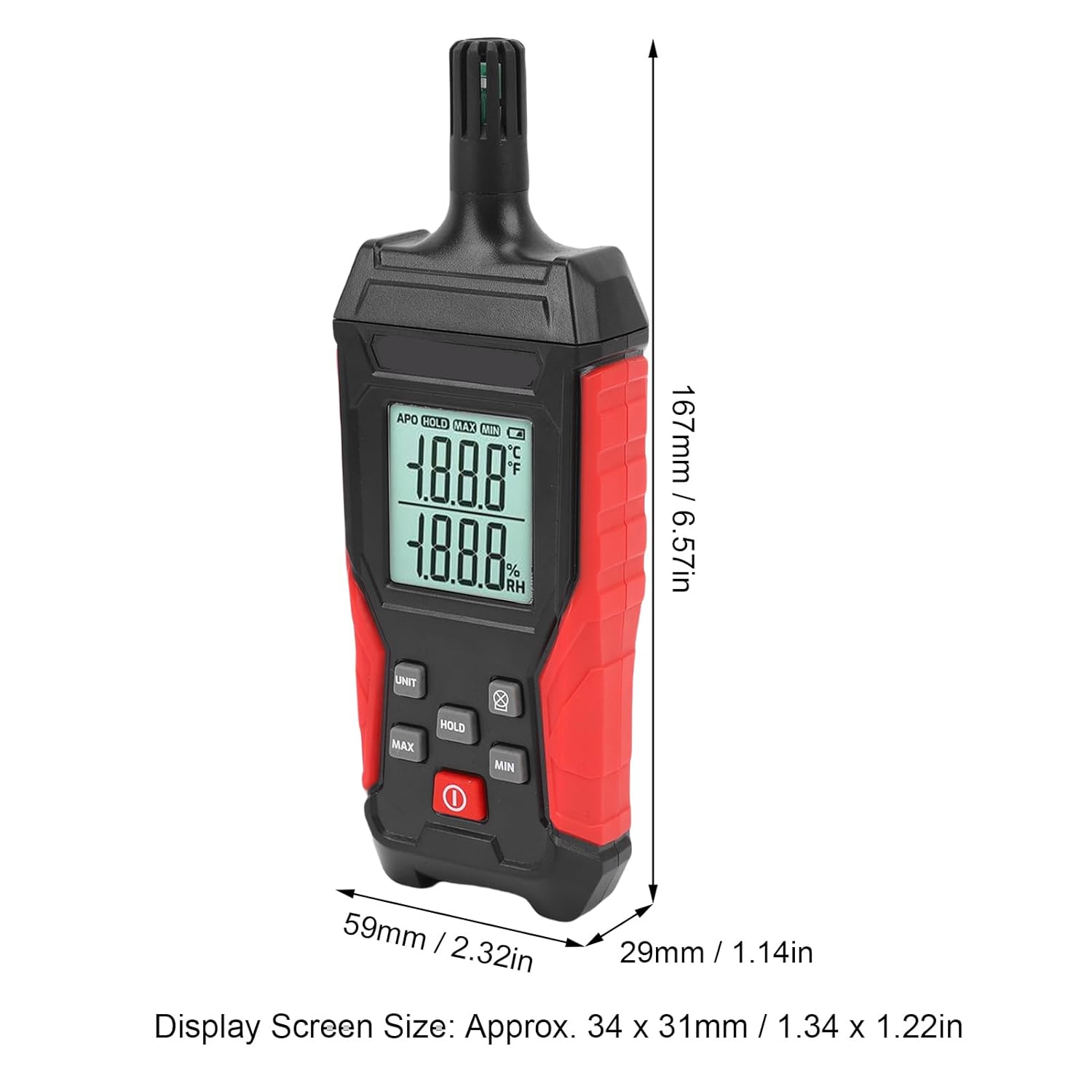 Cryfokt Electronic Temperature Humidity Detector High Definition Hygrometer for Precision Measurement in Industrial Settings, Plastic Material