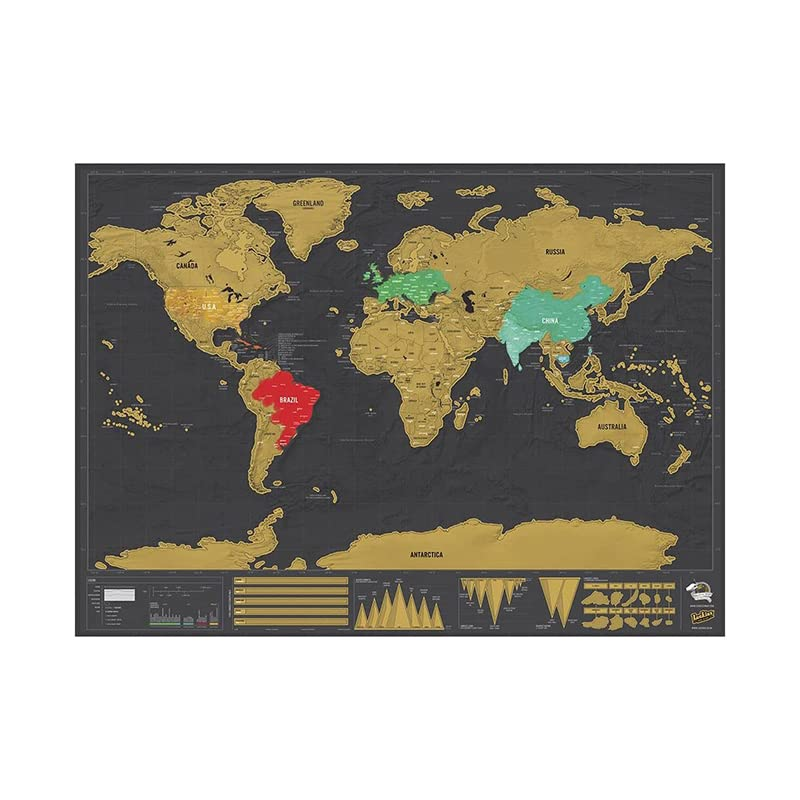 Deluxe Scratch off World Map Interactive Large Poster Atlas Travel Decor Gift&ndash; Detailed Atlas Design for Travelers Complete with Flags & Detailed Geography image number 4