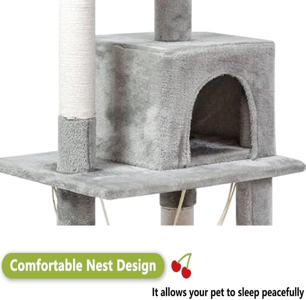 Cat Tree Tower, Cat Condo with Sisal Scratching Post, Activity Centre Cat Climbing Tree with Cat House, Hammock, Sisal Posts, Ladder, and Rest Place for Kitty Kitten (120&times;54&times;30Cm)