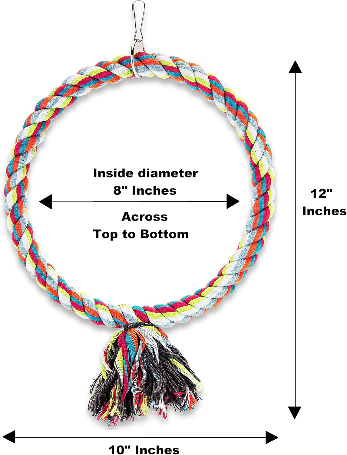 Large Circle Cotton Bird Rope Swing Perch - Made with All Natural Materials - Safe to Climb and Chew - Great for African Grey Parrots, Cockatiels, Parakeets, and Cockatoos image number 3