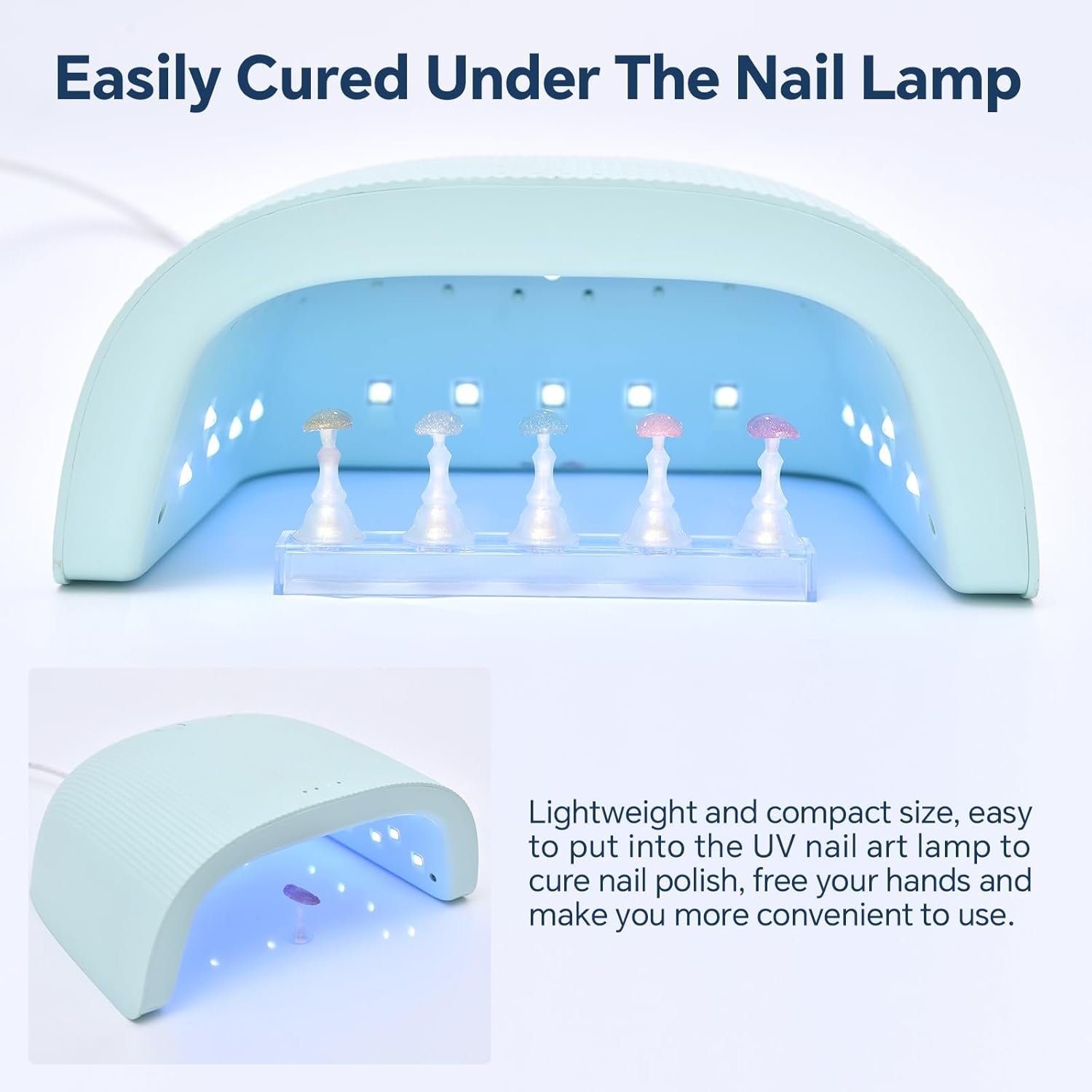 KADS 2 Sets Nail Display Stand Nail Practice Holder Magnetic Fake Nail Tips Holder for Press on Painting Nail Art Stand Manicure Design Tool for Salon and Home Use, White - Pink 1 image number 5