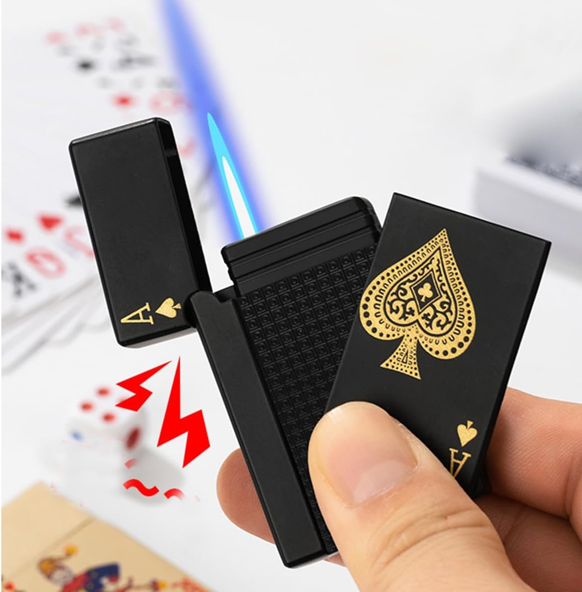 2 Pack Torch Lighters Butane Refillable Adjustable Jet Flame Torch Lighter, Windproof, Safe,Classic 3D Engraving Pattern Pocket Lighters (Without Butane) (Black 2Pcs) image number 2