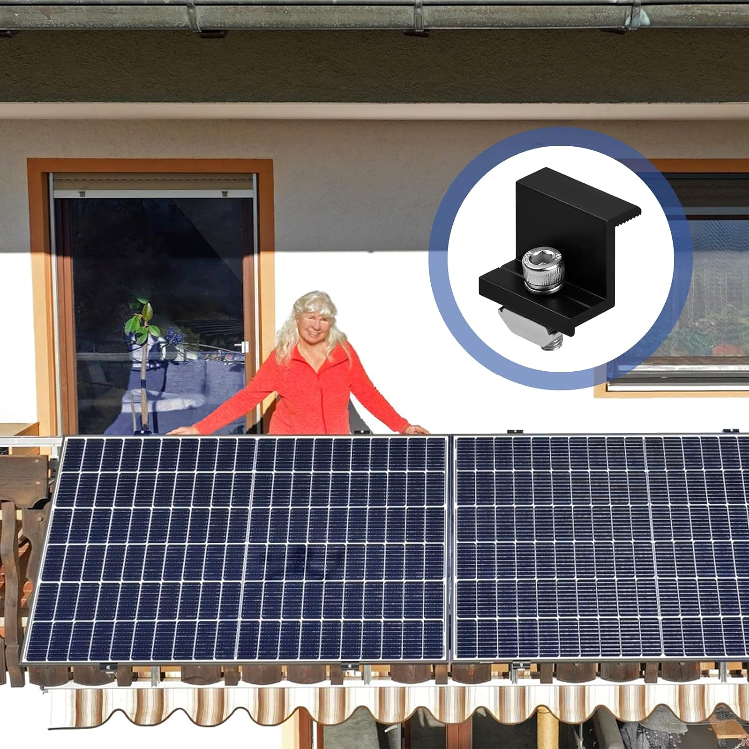 Solar Panel Bracket End Clamp Kit 6 Pieces 30Mm Solar End Clamp Solar Panel Bracket Fixing Solar Panel for PV Module Bracket for Camping Roof RV image number 5