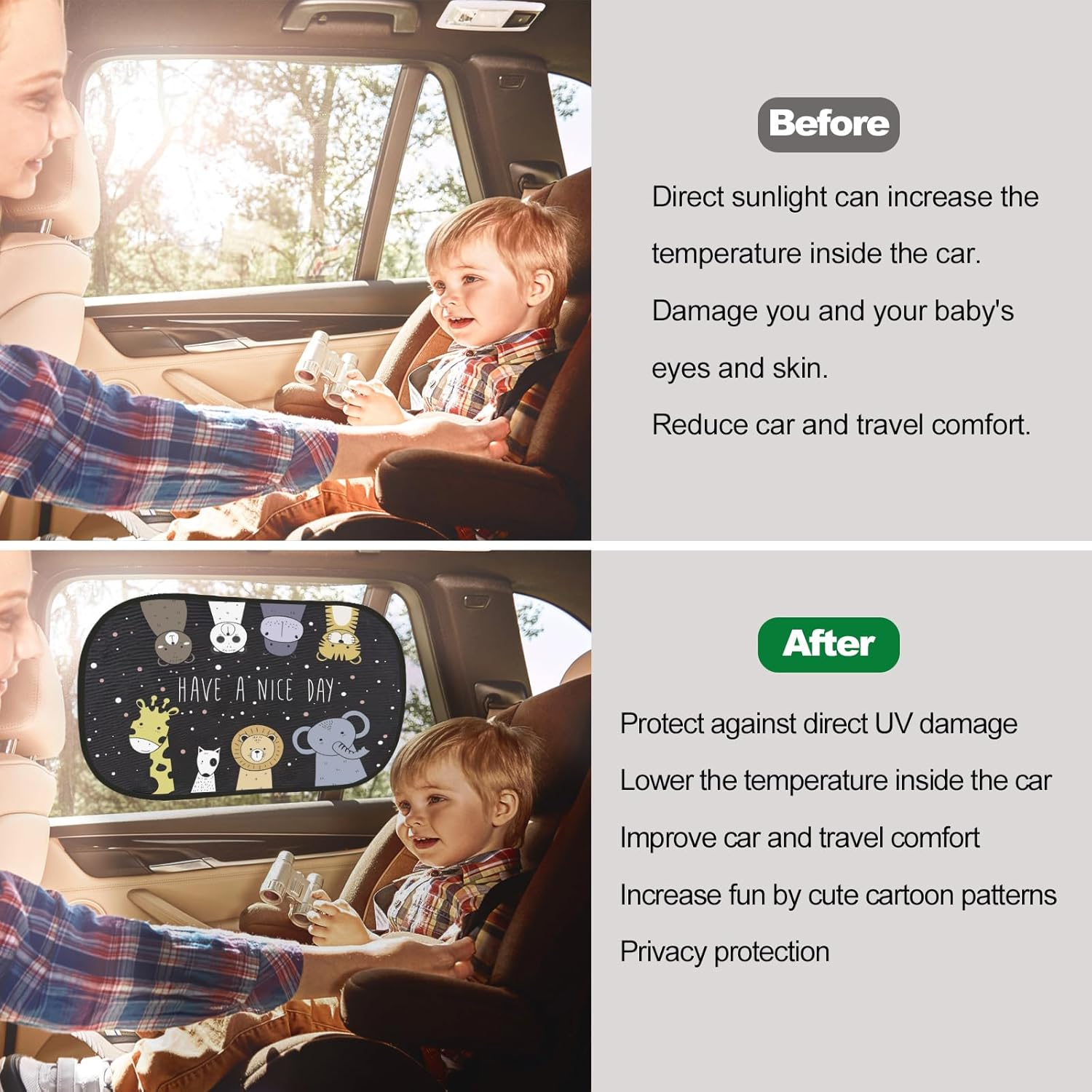 2 Pack Car Sun Shade Side Window Sunshade Side Window Provent to Block UV Rays 98 SPF for Maximum Sun Protection for Kids Pets Cars Trucks Suvs image number 4