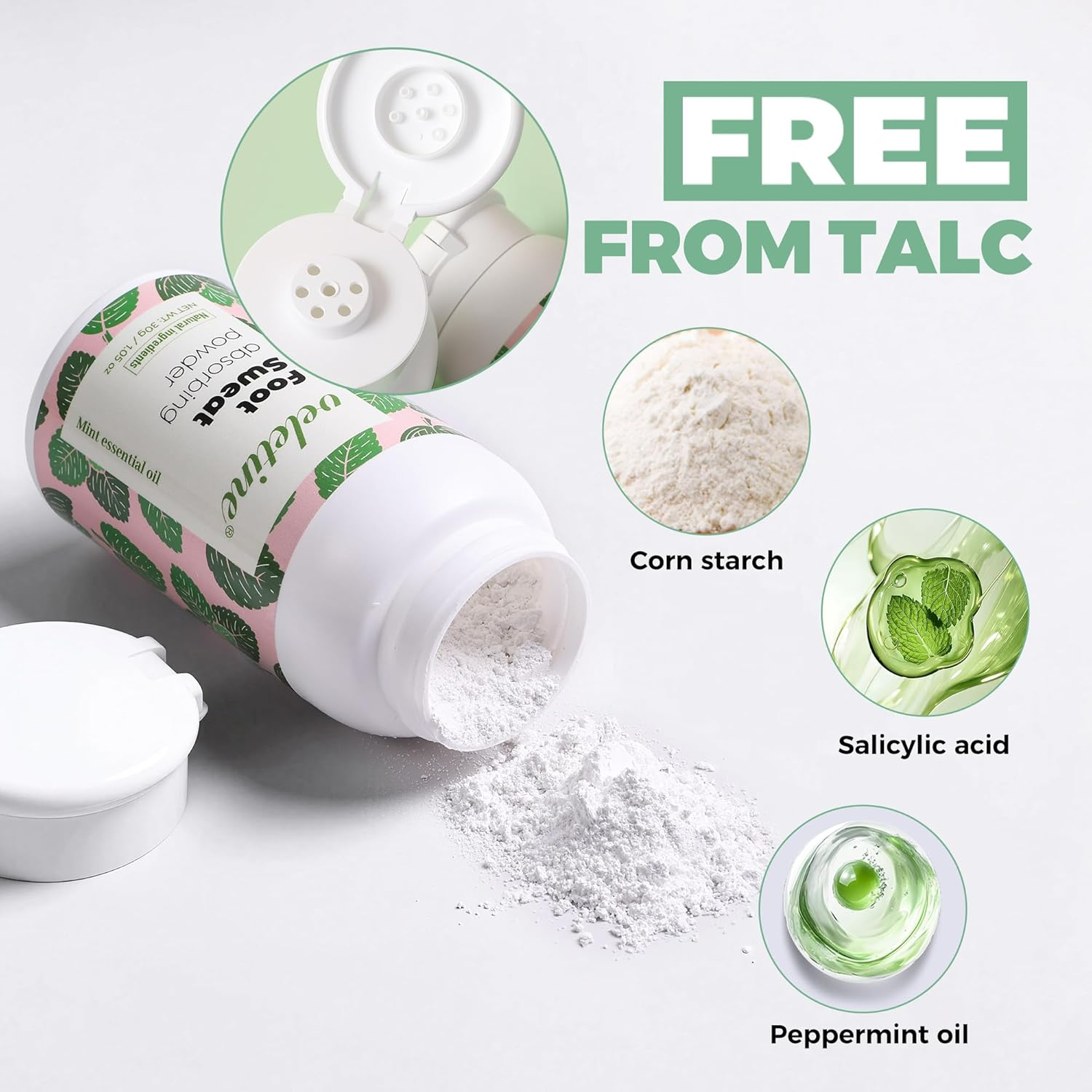 Veletine Foot Sweat Absorbing Powder, Travel Size Feet Odor Powder for Smelly Shoes and Stinky Feet, Refreshing Foot Deodorizer Stick for Men＆Women,30G/1.05 Oz image number 1