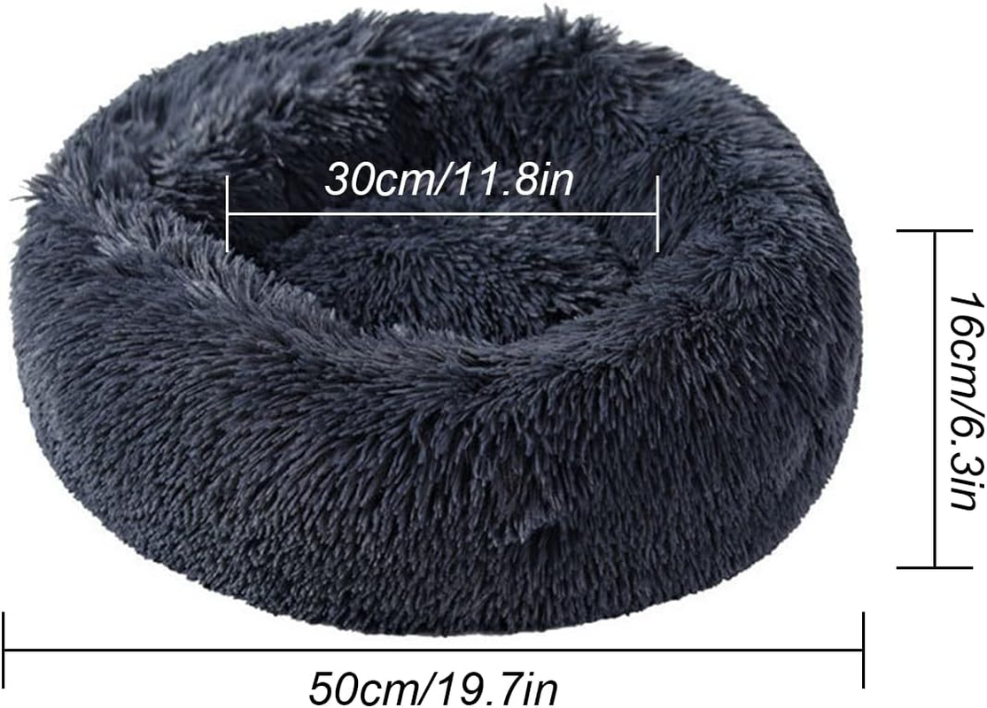 UUEMB 50Cm Calming Dog Cat Bed, Plush Donut Pets Beds for Small Dogs Cats, Soft Puppy Kitten Cuddler round Bed Cushion, Washable Warm Dog Beds for Improved Sleeping (Dark Grey) image number 5
