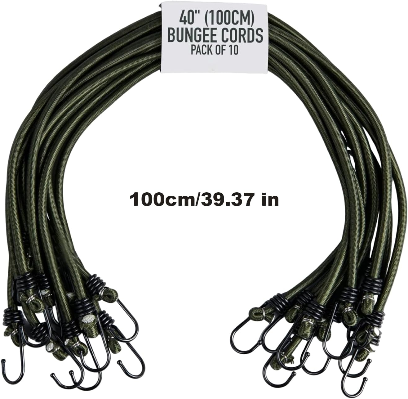 Rubber, PP & Iron Elastic Cord - 100Cm Elastic Rope with Hook, 10 Pieces Heavy Duty Securing Straps - Rope Straps for Luggage Camping Trunk Canopy Tarp Tent image number 3