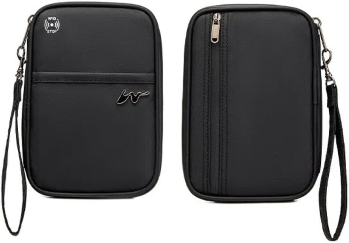 P-H1 Travel Family Passport Holder RFID Blocking Passport Waterproof Wallets for Men Women Travel Document Organizer, Lightweight Portable Passport Cover with Zipper Pocket (Wine Red)