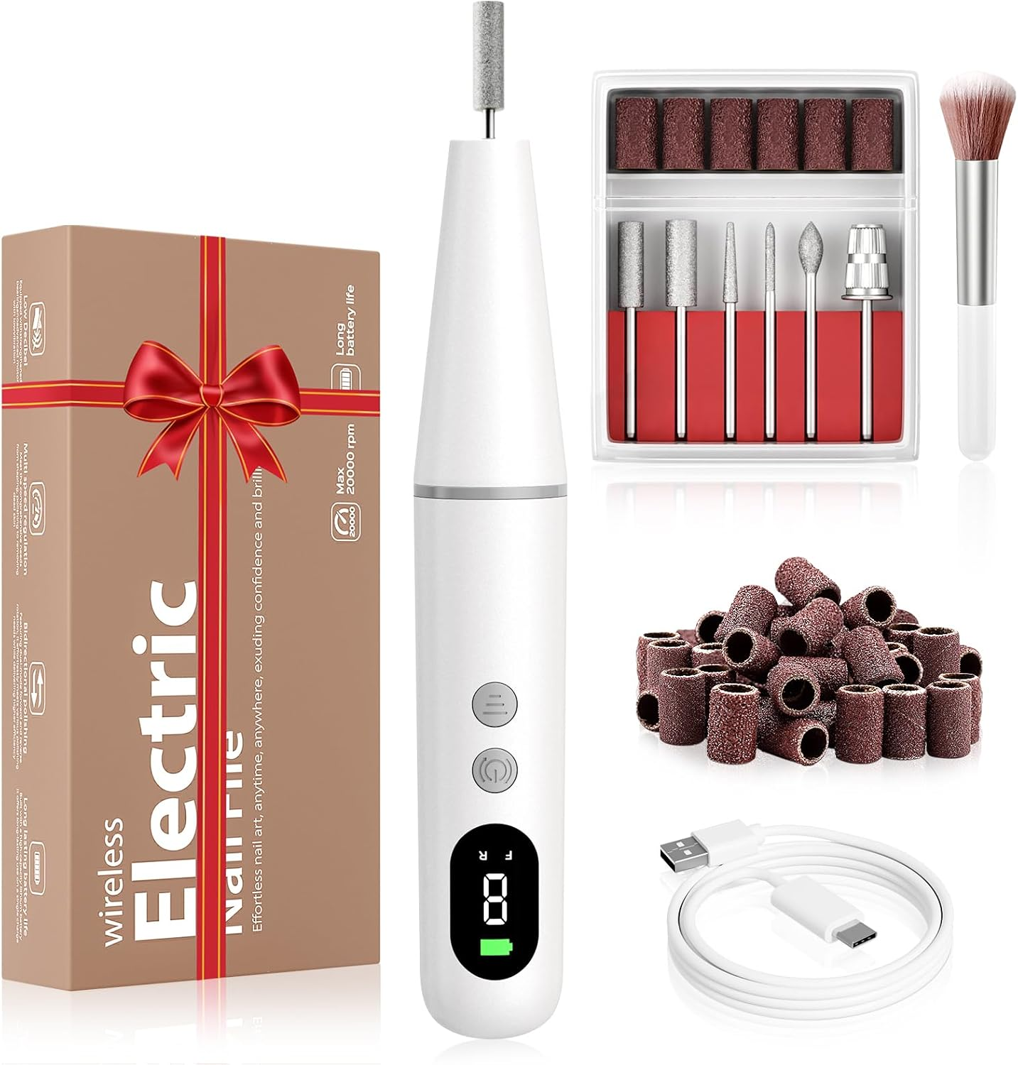 Electric Nail Drill Kit Professional - 9 Speed Cordless Electric Nail File with LED Display, Portable Nail Drill Machine for Acrylic Gel Nails, Hand Feet Trimmer Buffer Tool for Women Men Baby Blue image number 6