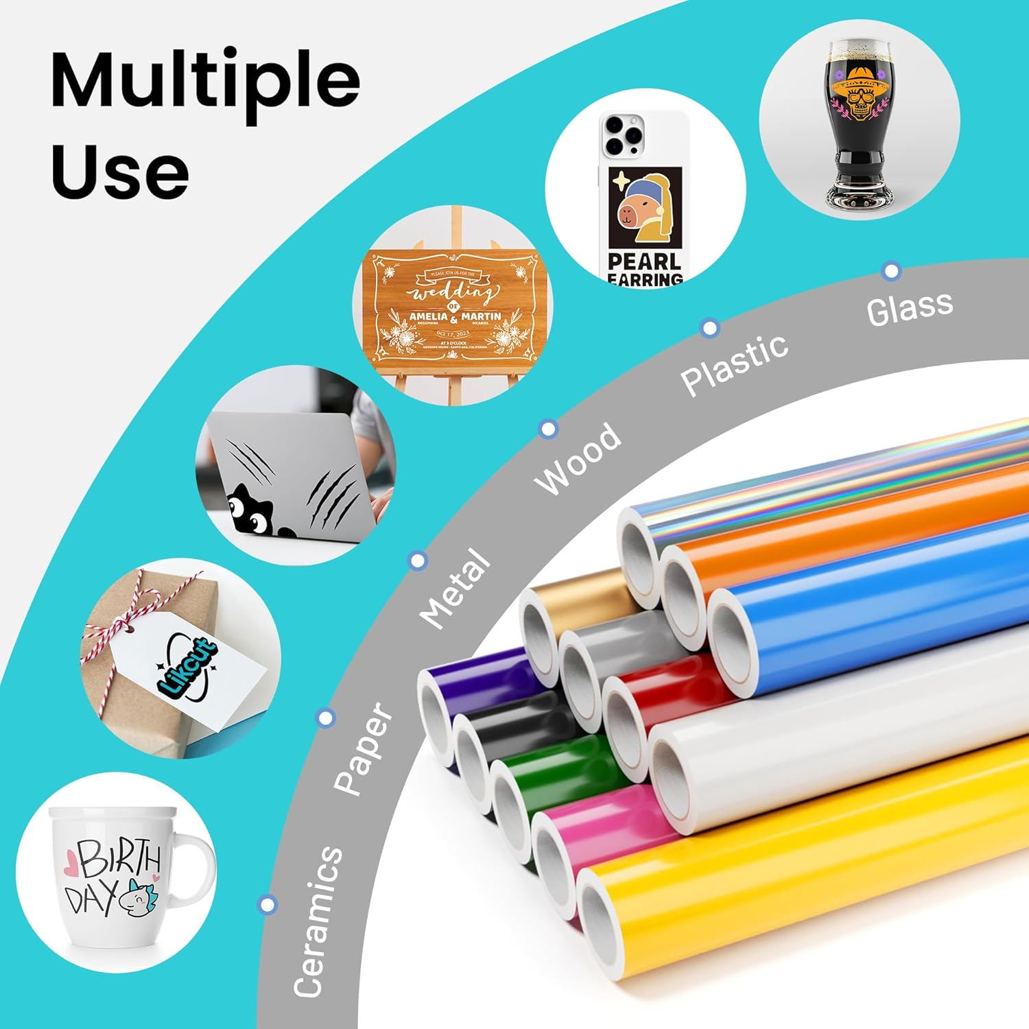 Likcut Glossy Black Permanent Vinyl - 12" X 50 FT Black Adhesive Vinyl Roll Compatible with Cricut Machines, Silhouette Cameo for DIY Home Decor, Commercial, Decals and Signs image number 4