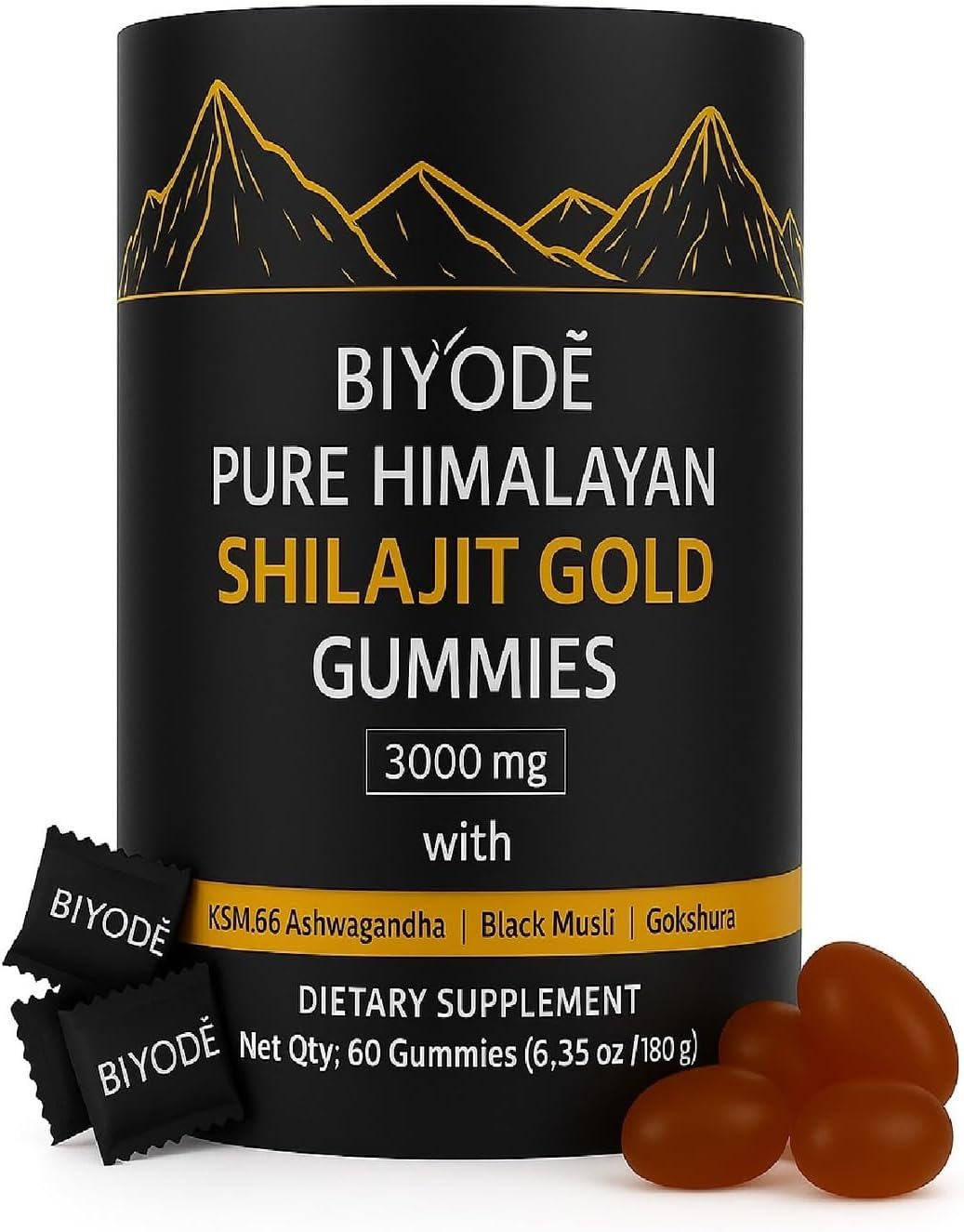 Pure Himalayan Shilajit Gold Gummies &ndash; 60 Vegan Gummies with Fulvic Acid & 85+ Trace Minerals &ndash; Energy, Focus & Immunity Booster &ndash; Organic Resin Alternative &ndash; Non-Gmo, Gluten-Free Supplement
