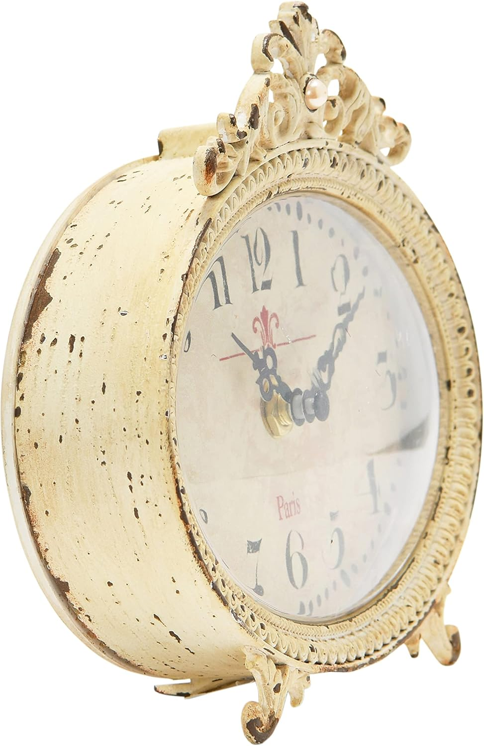 Creative Co-Op Distressed Pewter, Cream Mantel Clock image number 1